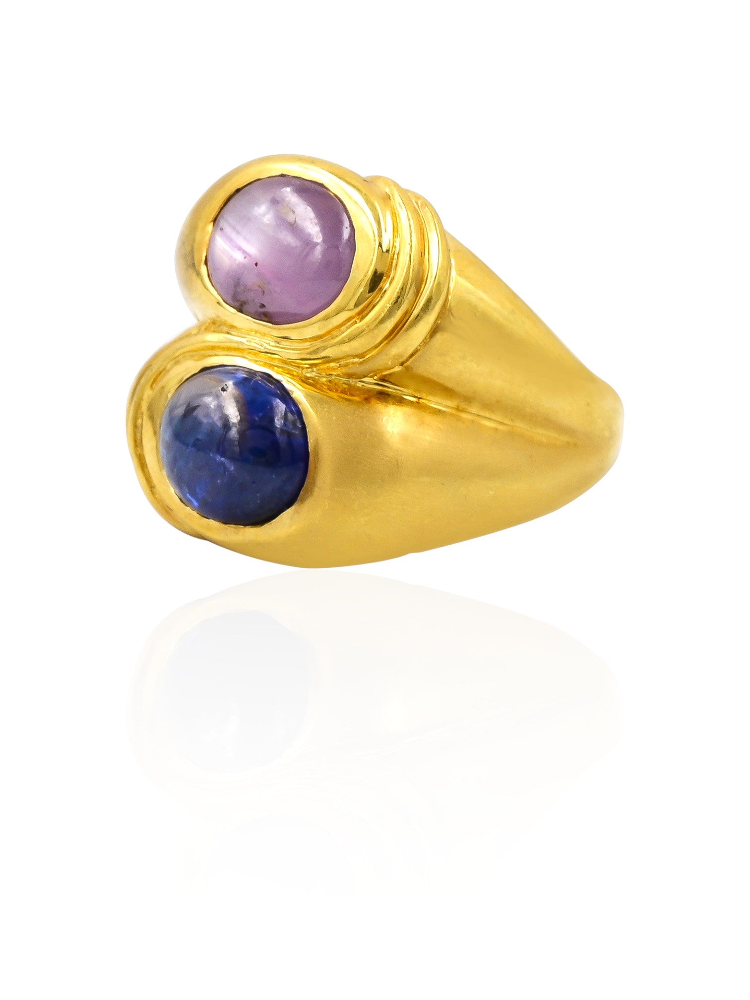Sophia D Vintage Sapphire & Amethyst Cabochon Ring in 18K Yellow Gold