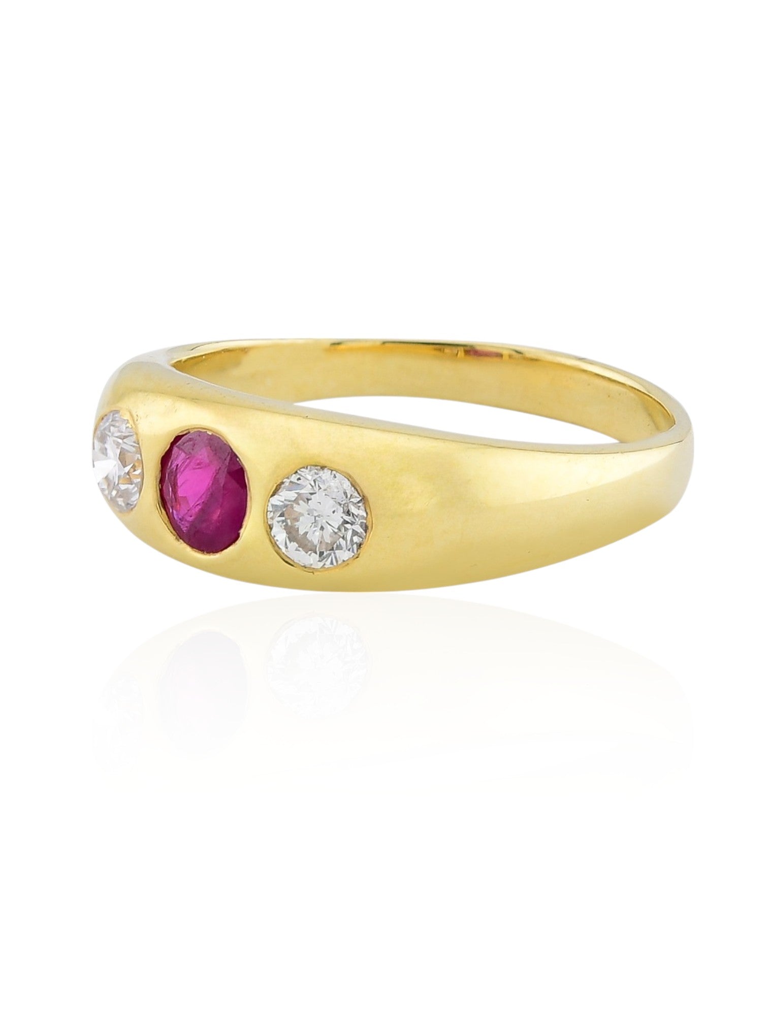 Sophia D Vintage Ruby and Diamond Trio Ring in 18K Yellow Gold