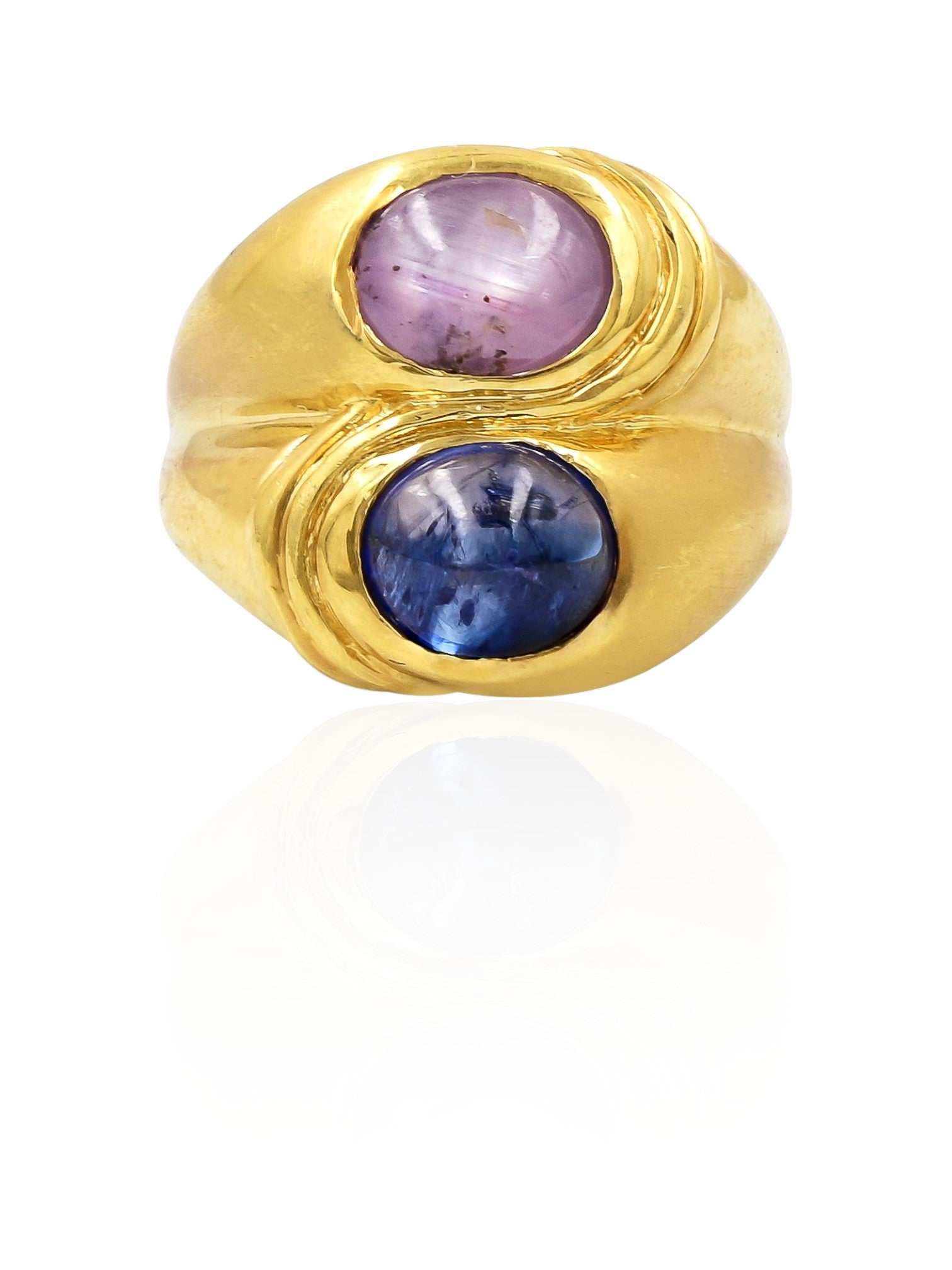 Sophia D Vintage Sapphire & Amethyst Cabochon Ring in 18K Yellow Gold