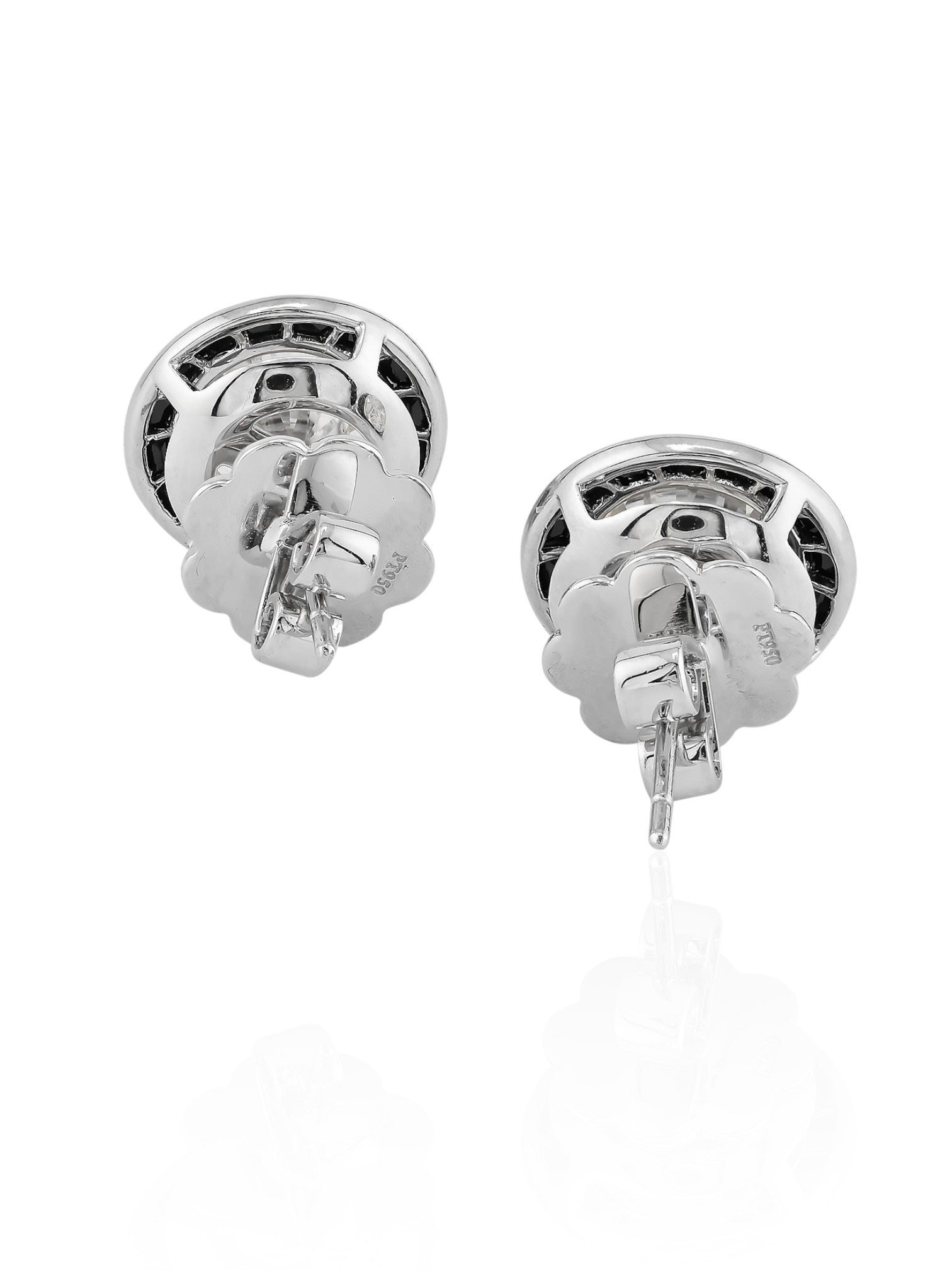 Sophia D Round Diamond and Onyx Halo Stud Earrings in Platinum