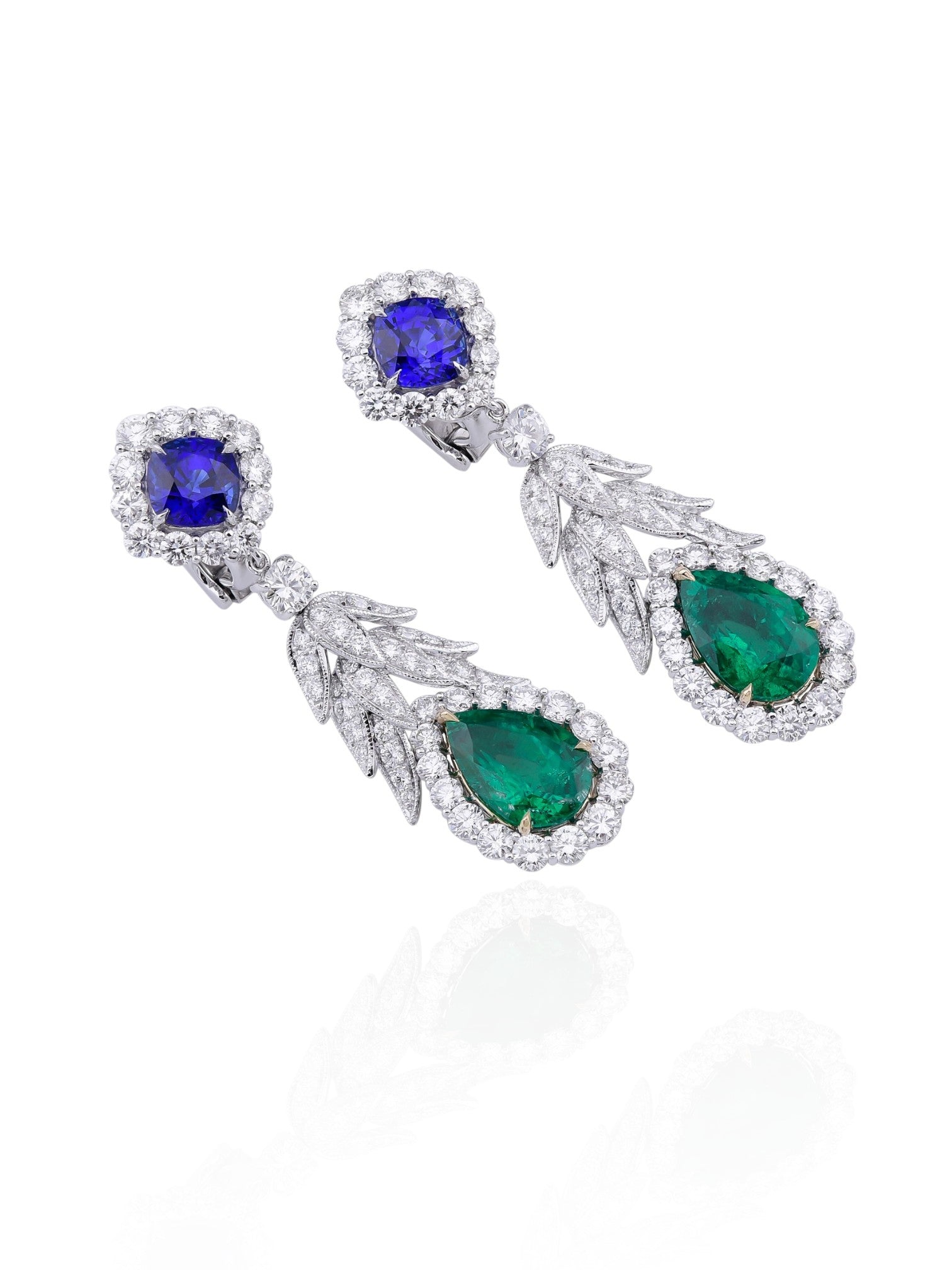 Sophia D Platinum & 18K Yellow Gold Emerald, Sapphire & Diamond Drop Earrings