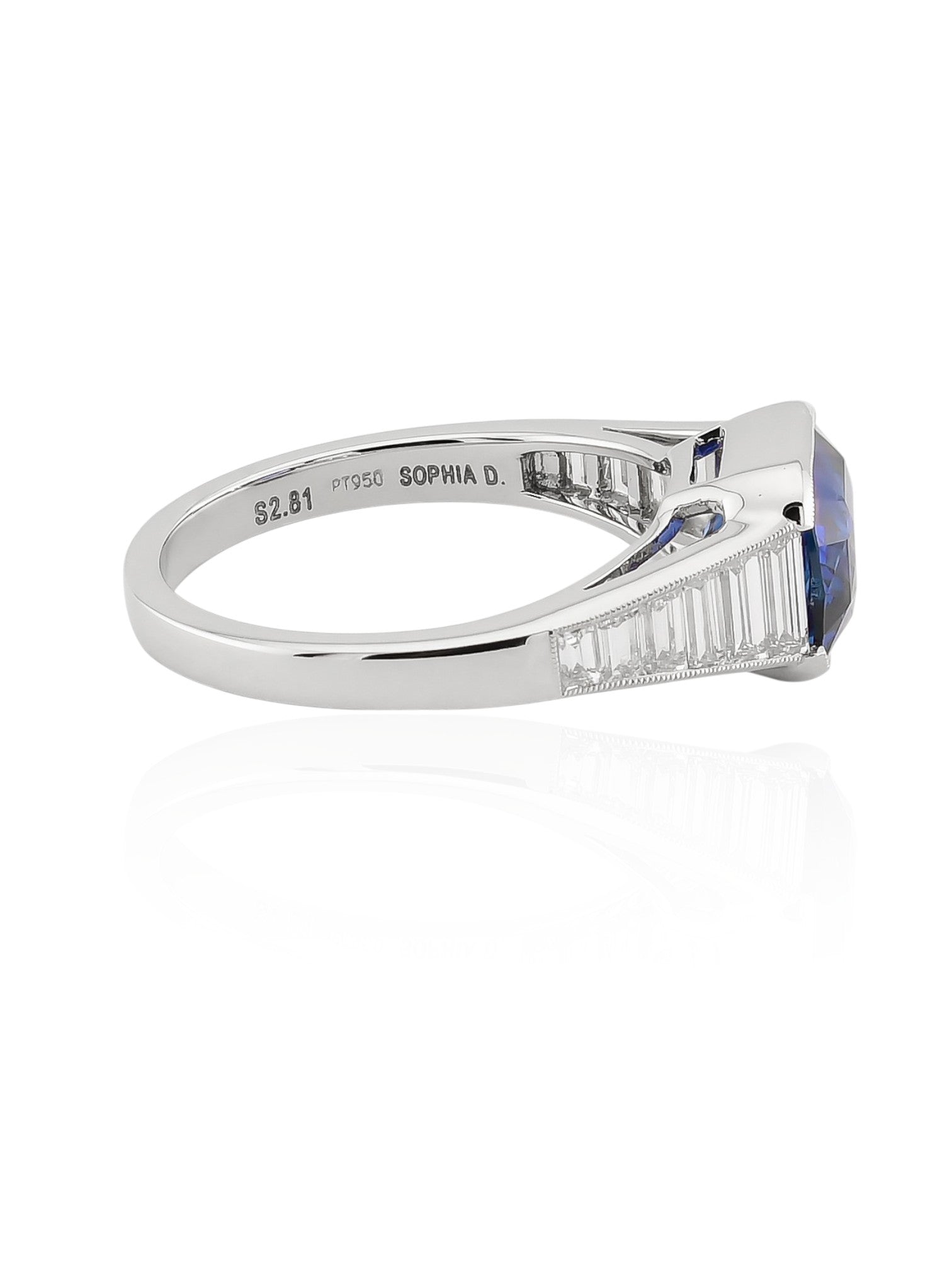 Sophia D Cushion Sapphire and Diamond Ring in Platinum