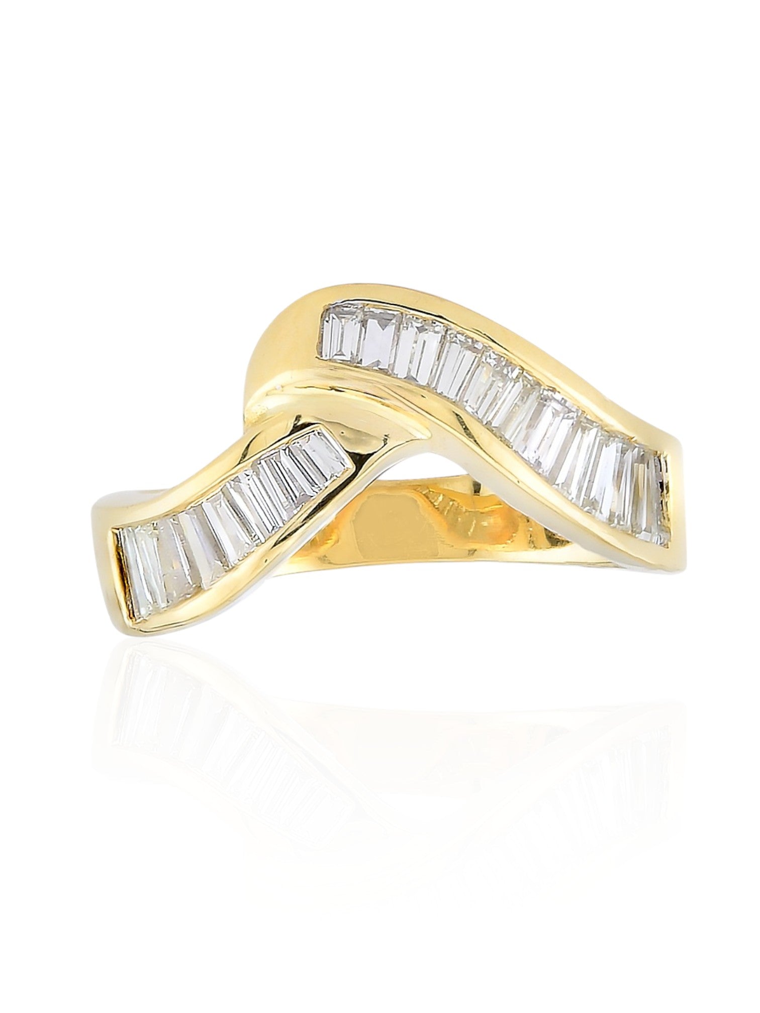 Sophia D Vintage Baguette Diamond Wave Ring in 18K Yellow Gold