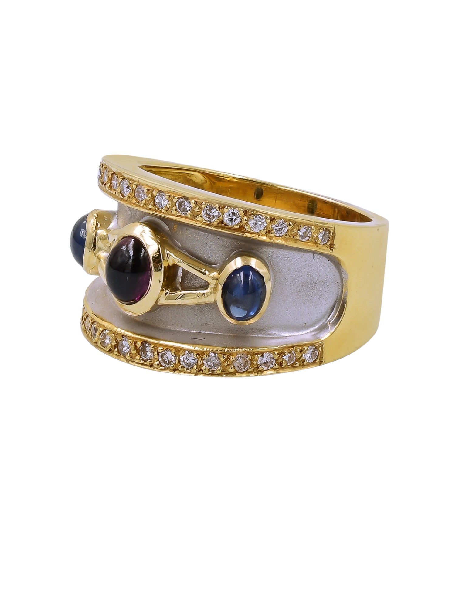 Sophia D Vintage Sapphire, Ruby & Diamond Cardinal Ring in 18K Yellow Gold