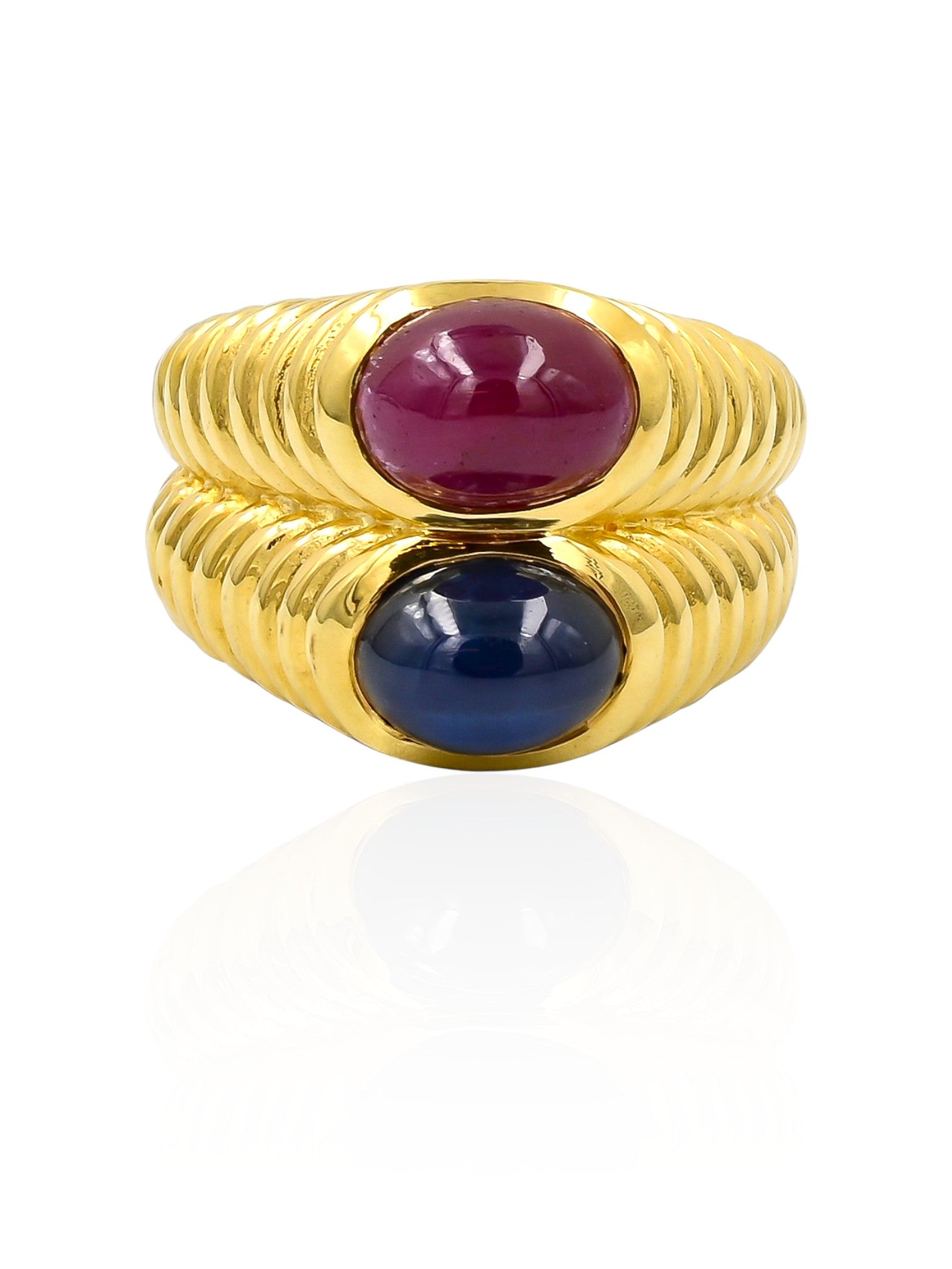 Sophia D Vintage Ruby & Sapphire Cabochon Ring in 18K Yellow Gold
