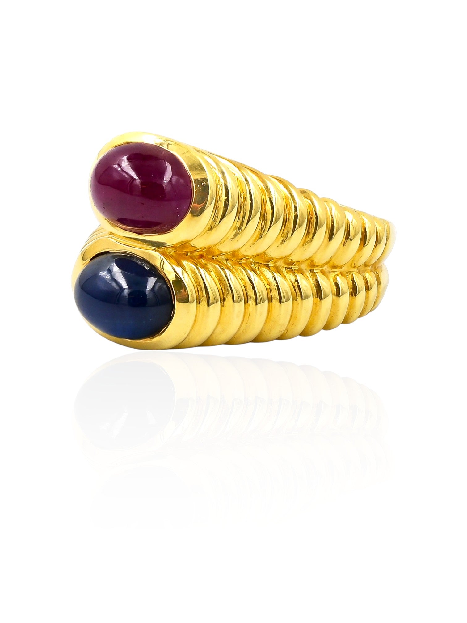 Sophia D Vintage Ruby & Sapphire Cabochon Ring in 18K Yellow Gold