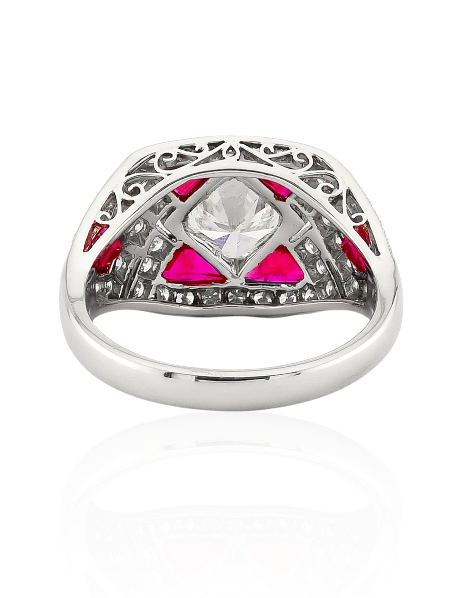 Sophia D Art Deco Ruby and Diamond Ring in Platinum