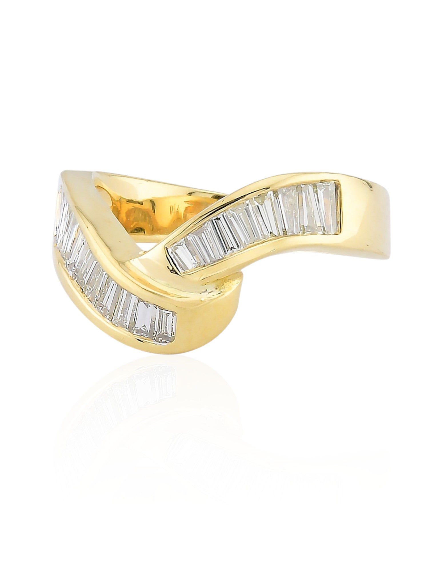Sophia D Vintage Baguette Diamond Wave Ring in 18K Yellow Gold