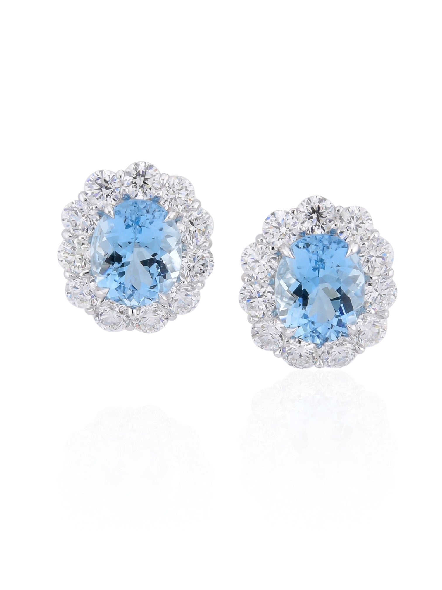 Sophia D Aquamarine and Diamond Halo Earrings in Platinum
