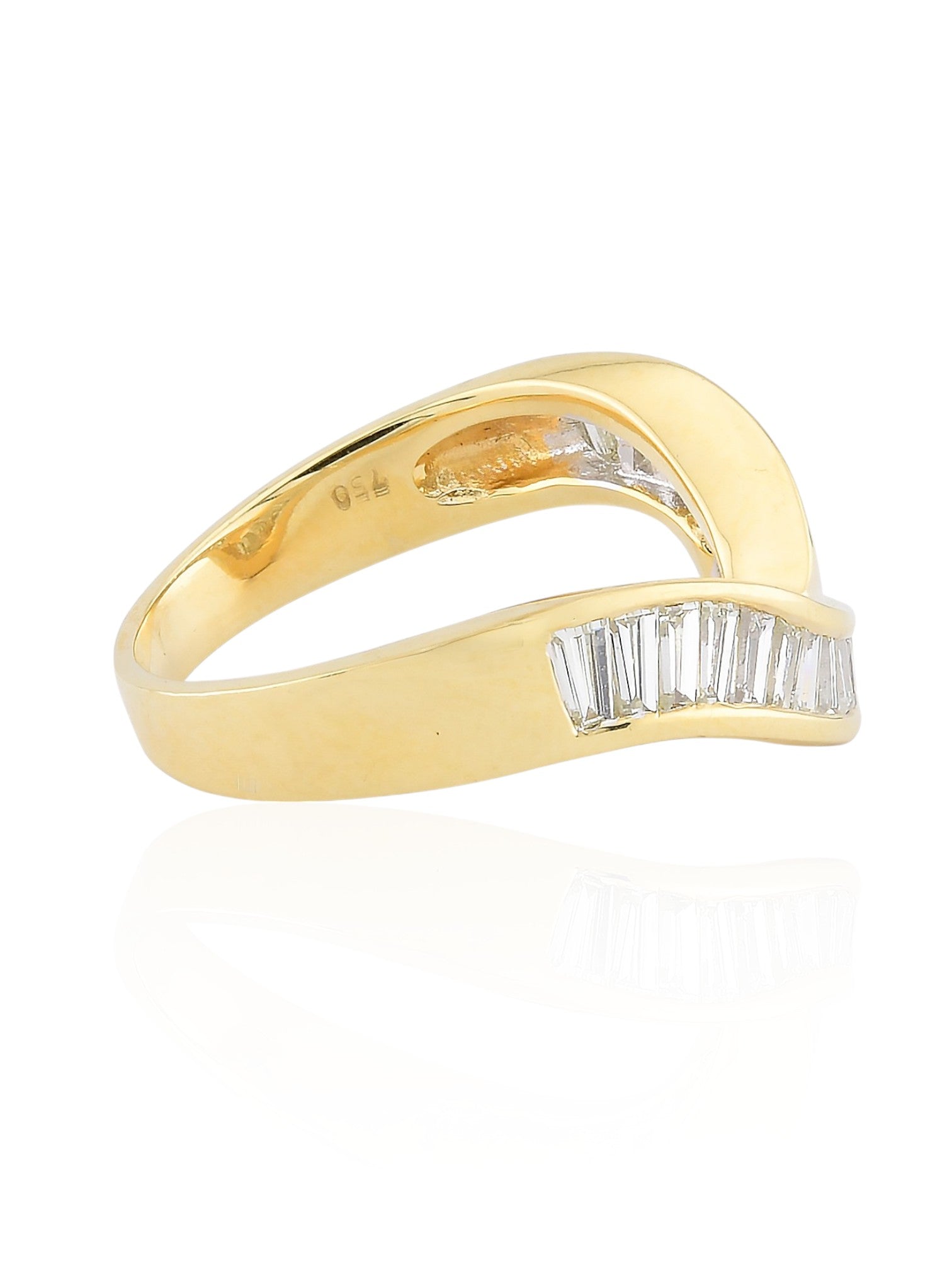 Sophia D Vintage Baguette Diamond Wave Ring in 18K Yellow Gold