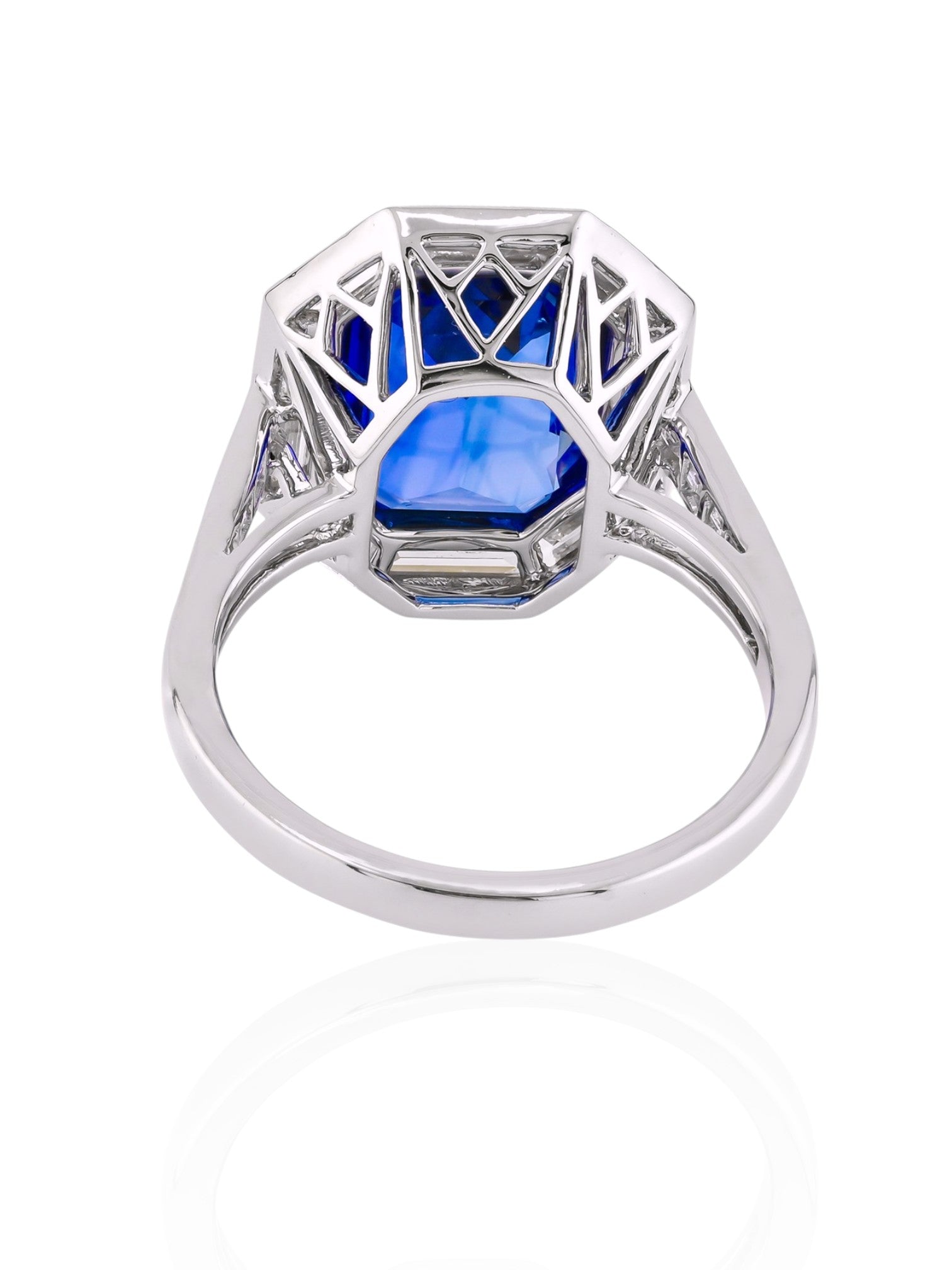 Sophia D Art Deco Mosaic Sapphire and Diamond Ring in Platinum