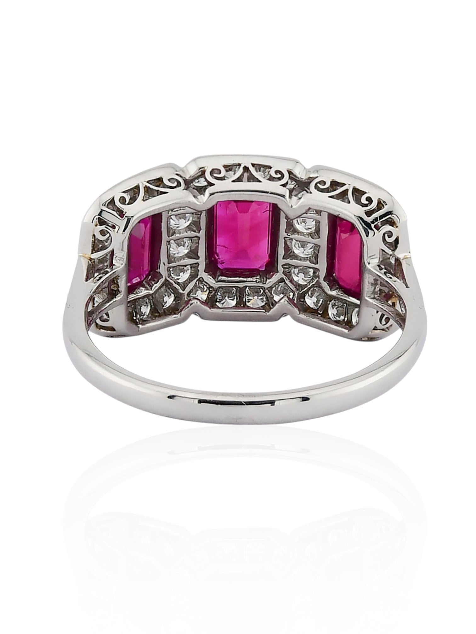 Sophia D Ruby and Diamond Three-Stone Ring in Platinum