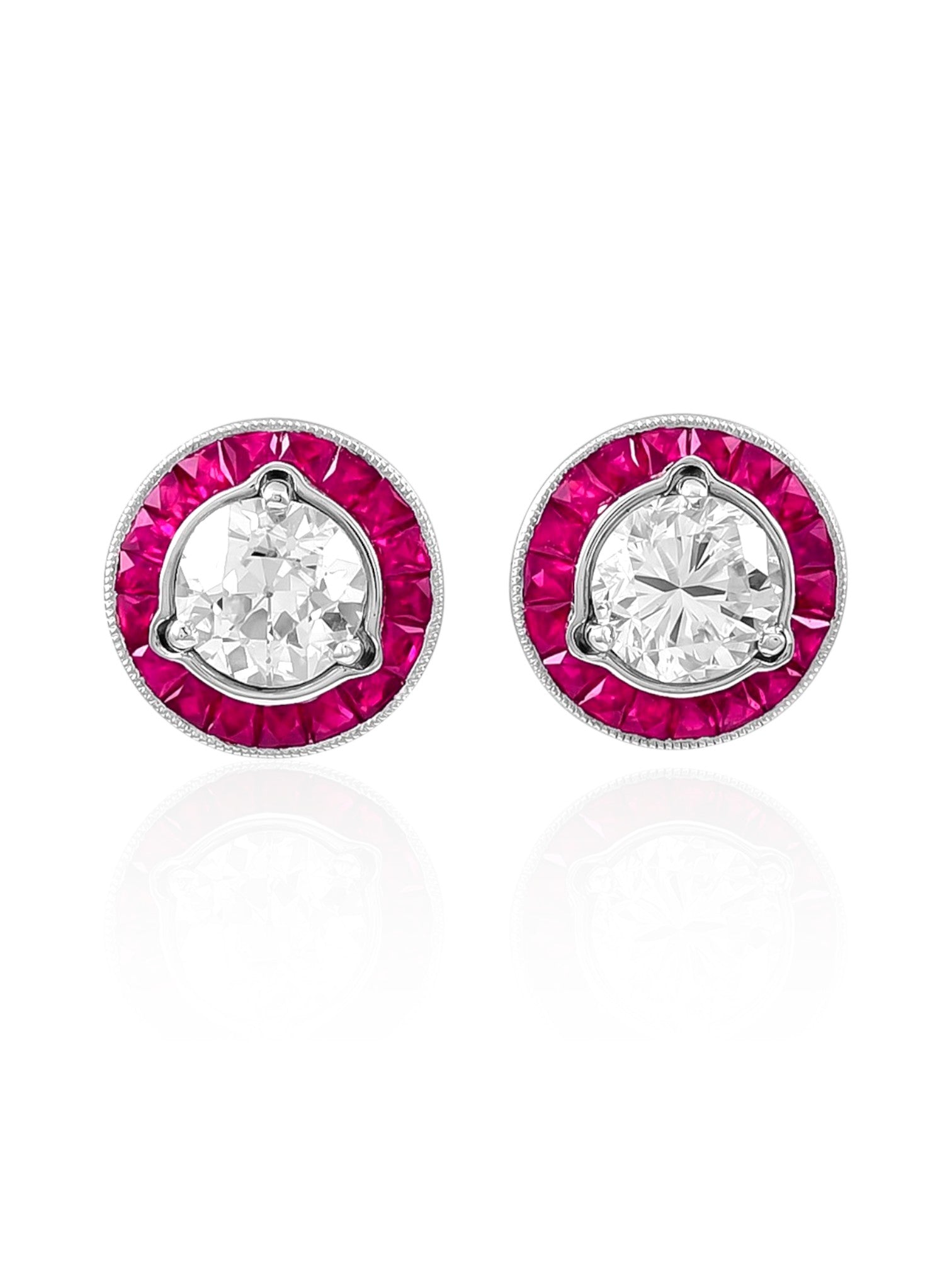 Sophia D Ruby and Diamond Jacket Earrings in Platinum