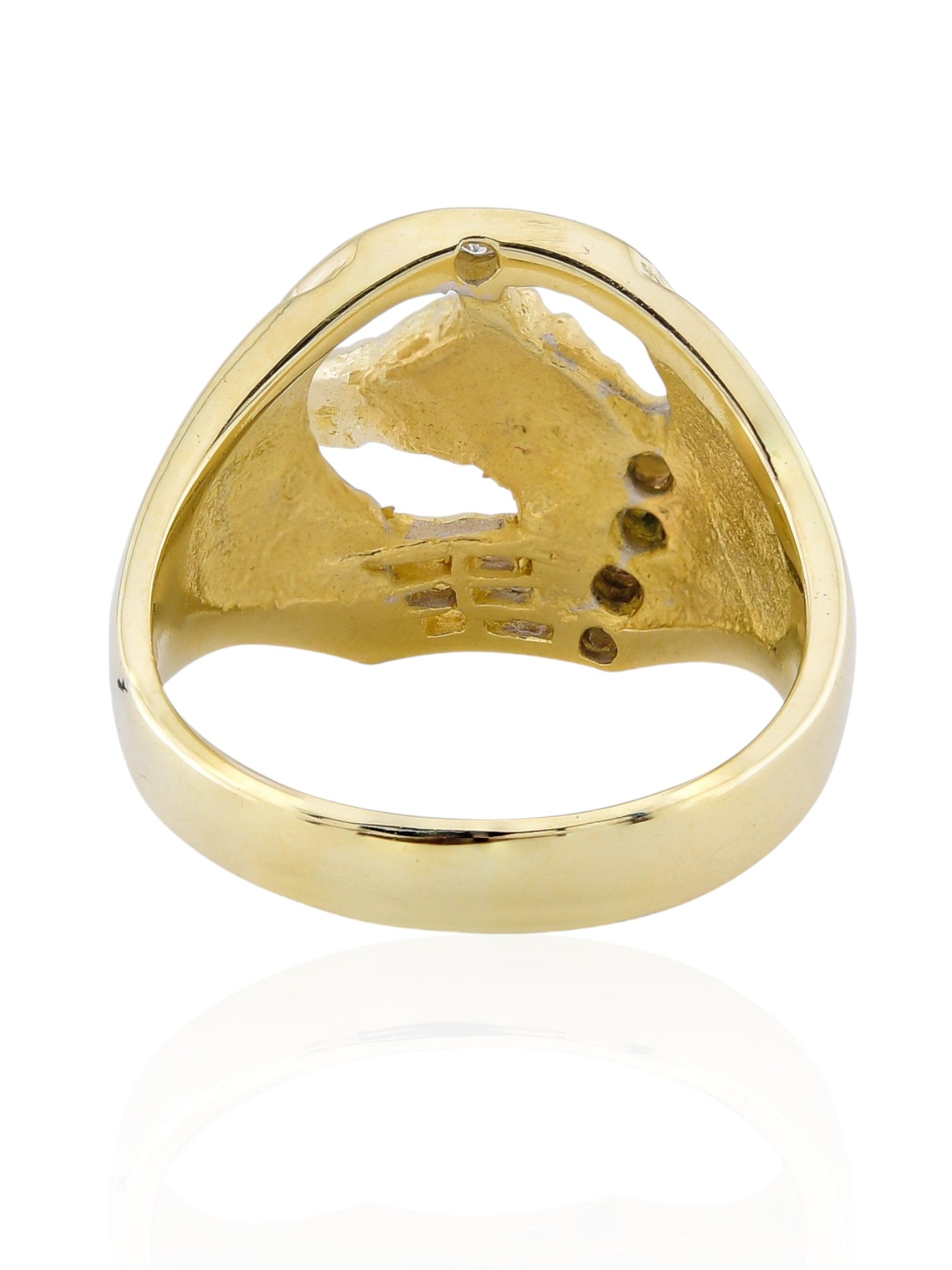Sophia D Vintage Horse Ring with Diamonds in Yellow Gold