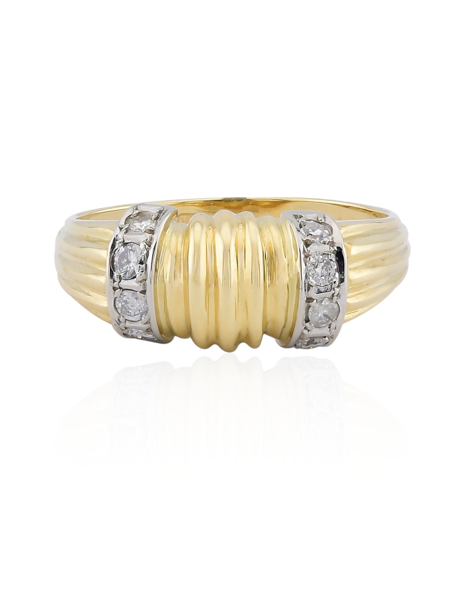 Sophia D Vintage Ribbed Diamond Accent Ring in 18K Yellow Gold