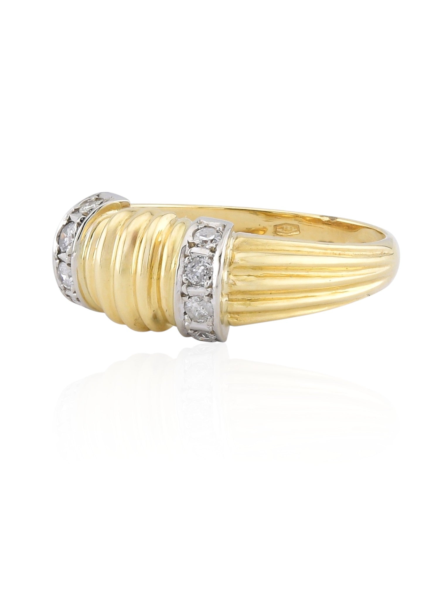 Sophia D Vintage Ribbed Diamond Accent Ring in 18K Yellow Gold