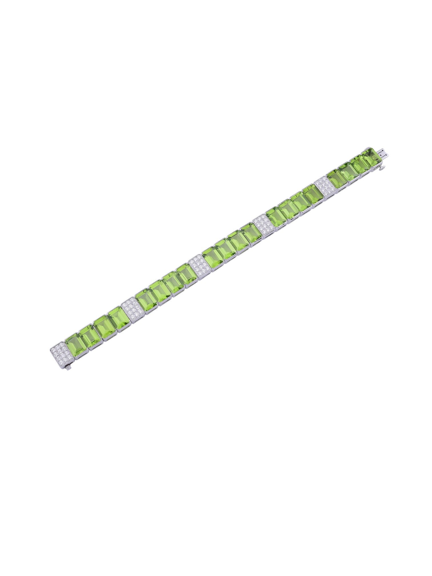 Sophia D Peridot & Diamond Line Bracelet in Platinum