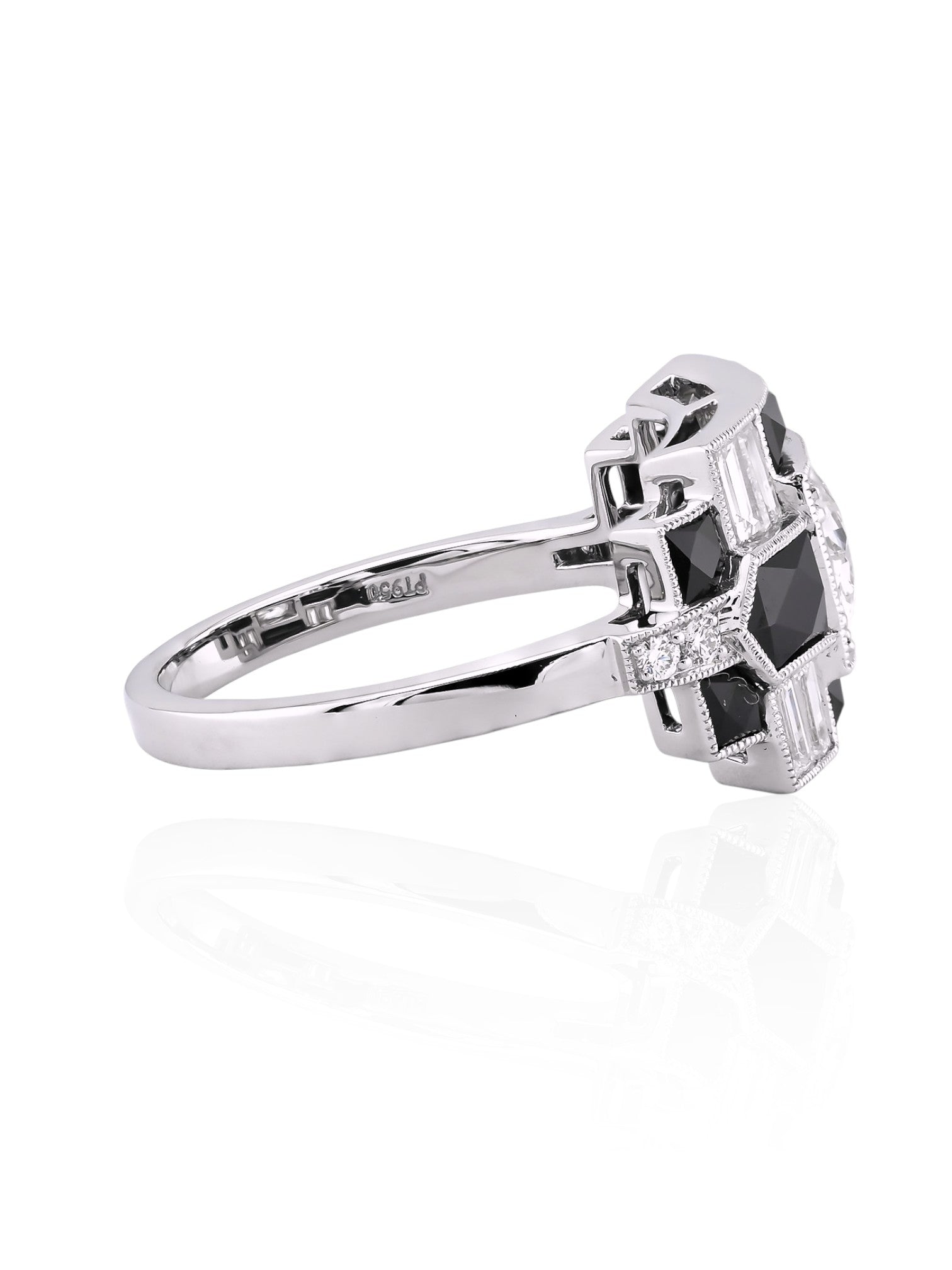 Sophia D Art Deco Onyx and Diamond Ring in Platinum