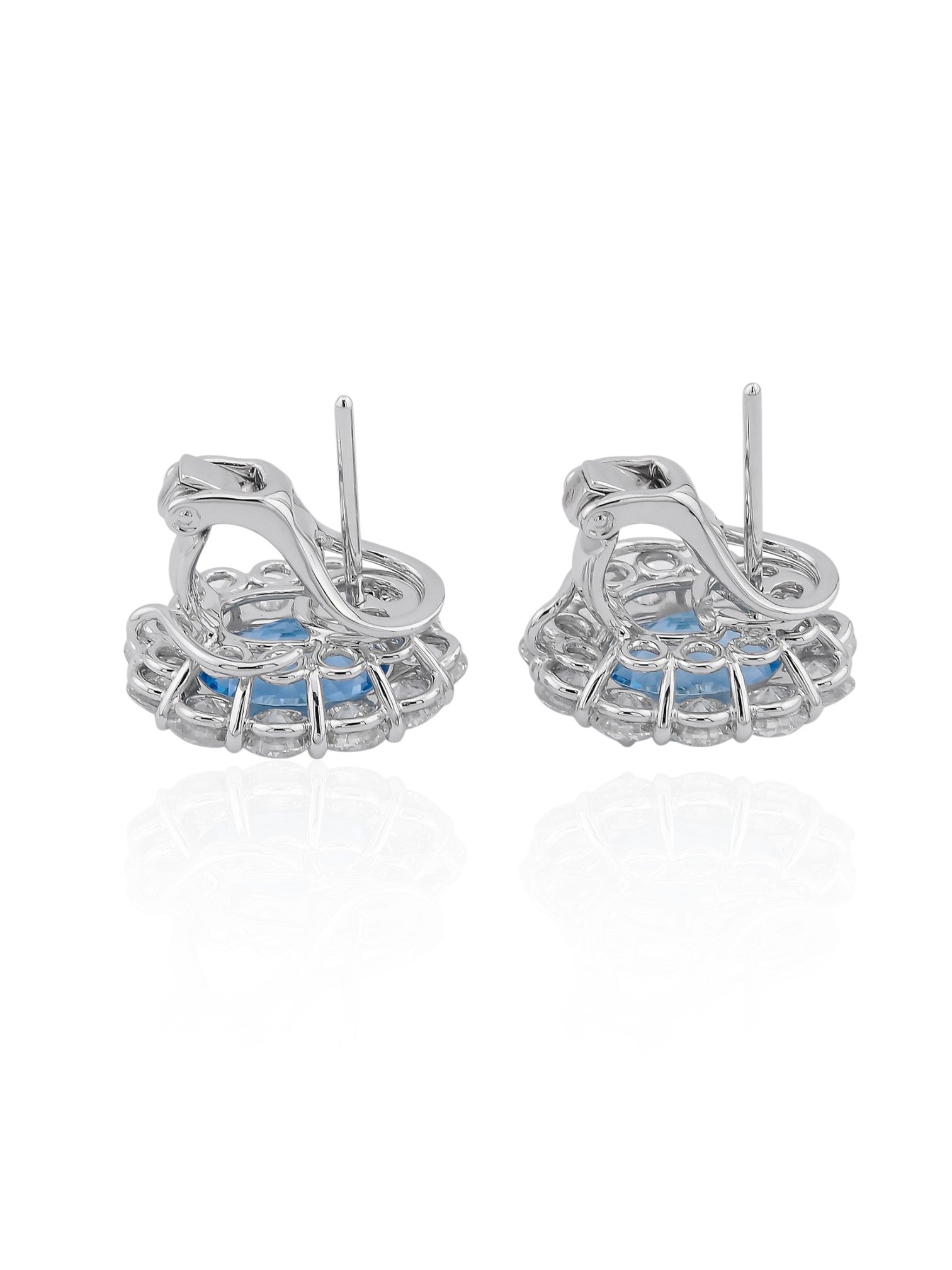 Sophia D Aquamarine and Diamond Halo Earrings in Platinum