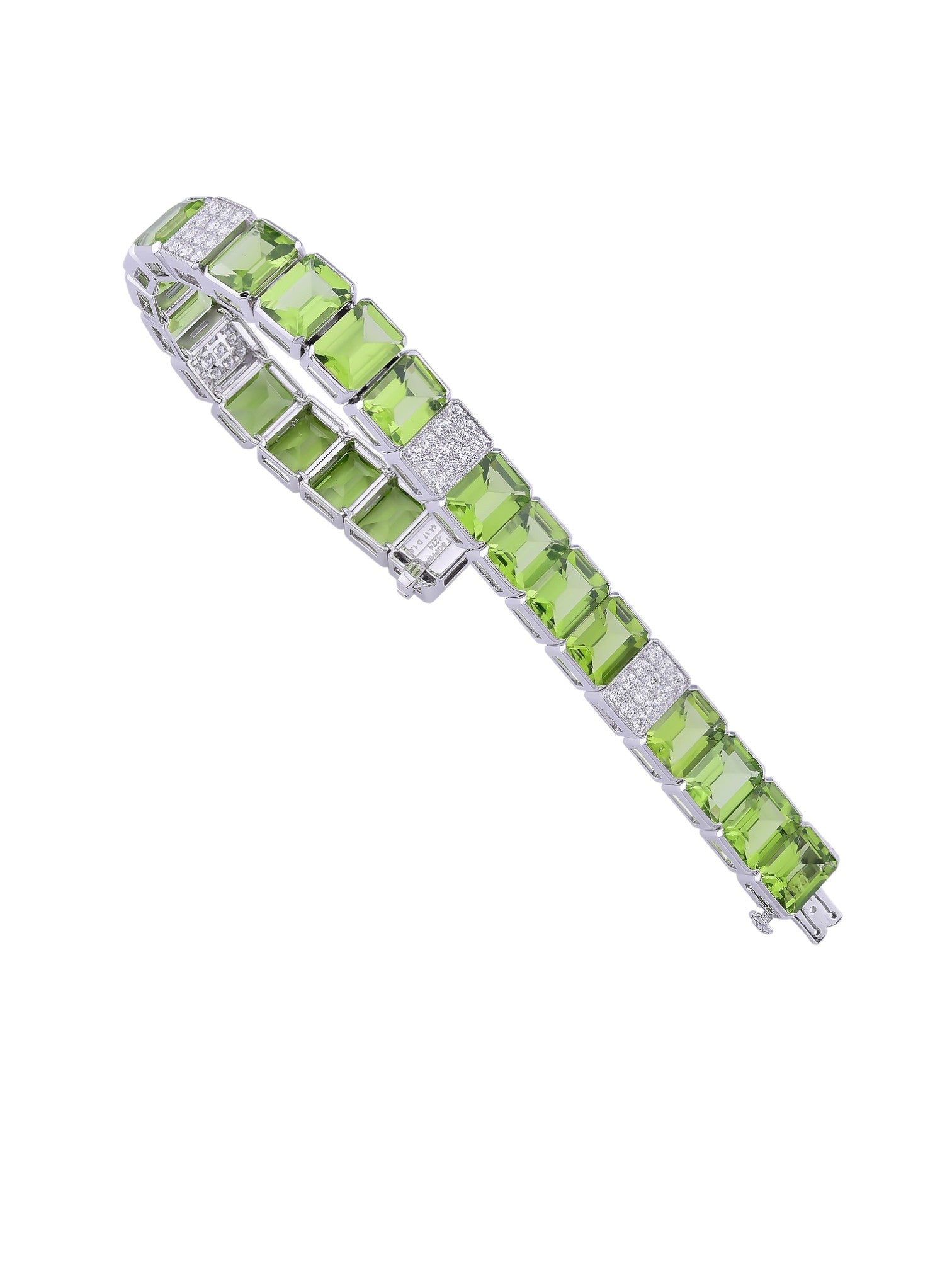 Sophia D Peridot & Diamond Line Bracelet in Platinum