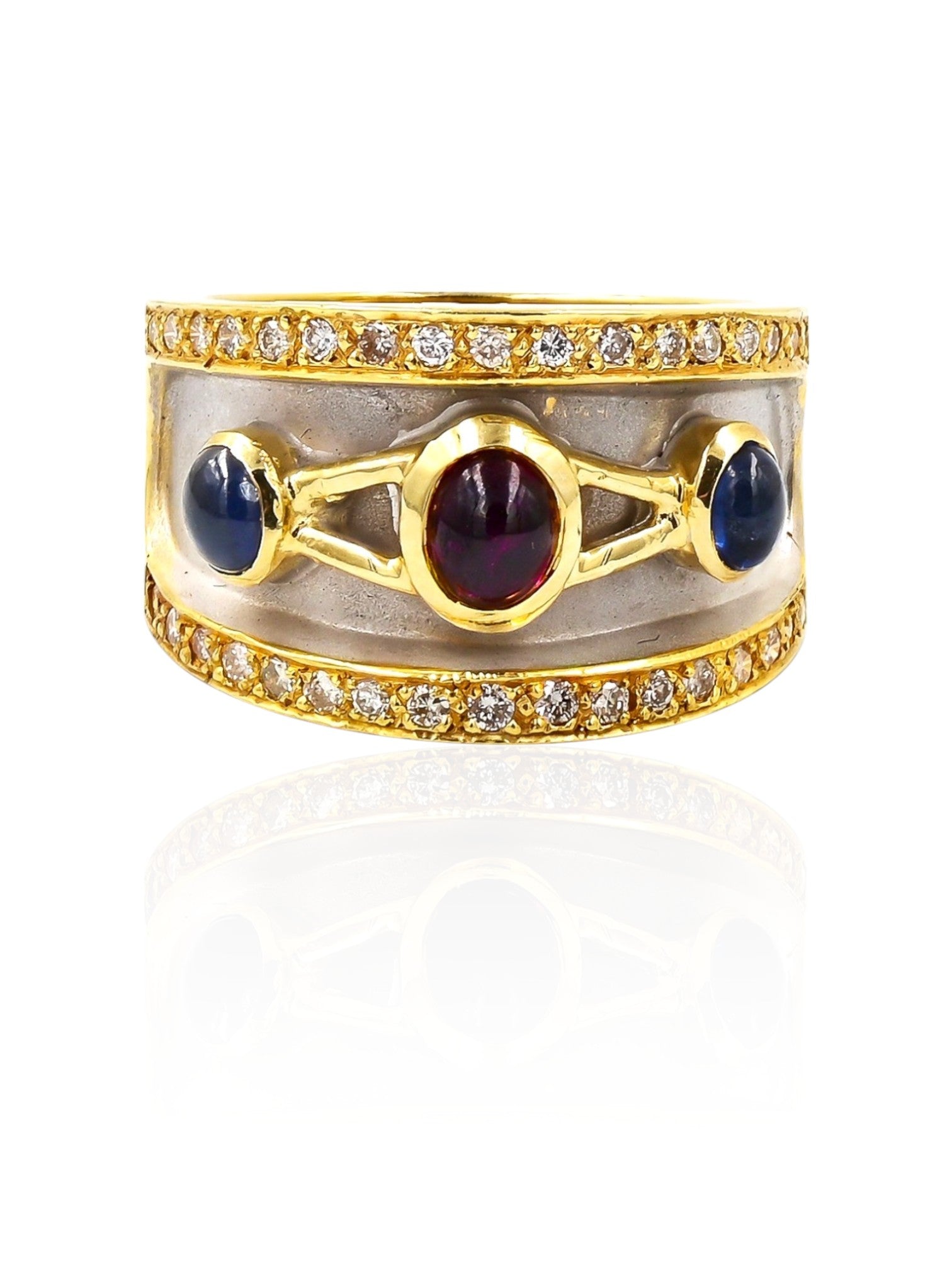 Sophia D Vintage Sapphire, Ruby & Diamond Cardinal Ring in 18K Yellow Gold