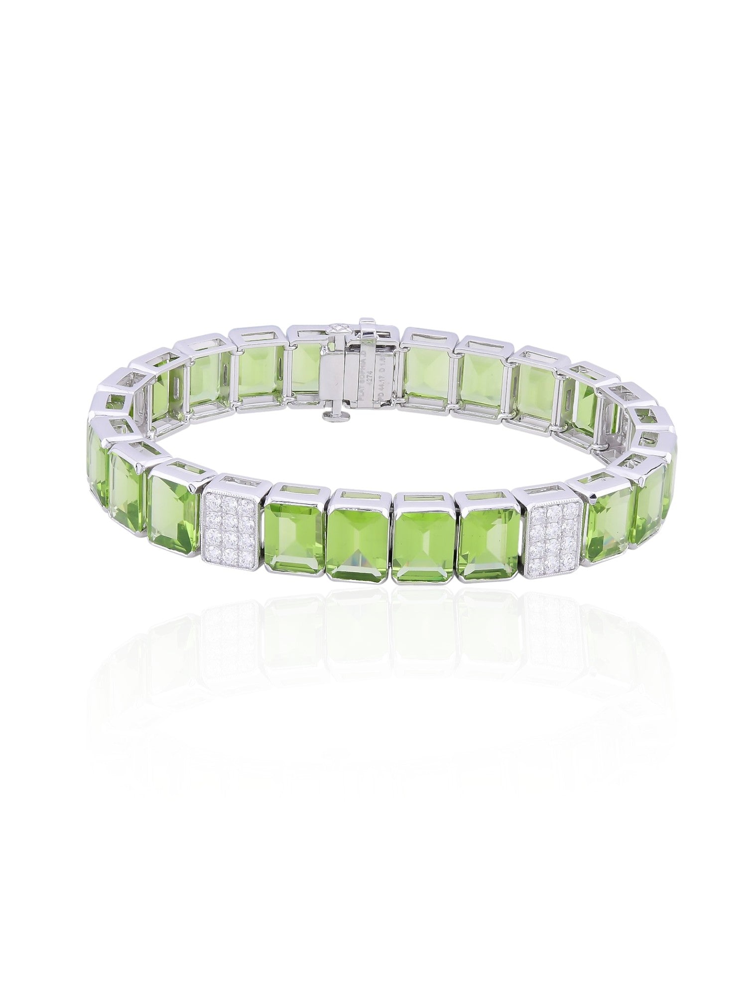 Sophia D Peridot & Diamond Line Bracelet in Platinum
