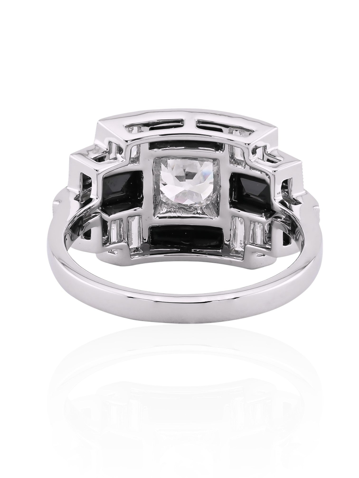 Sophia D Art Deco Onyx and Diamond Ring in Platinum