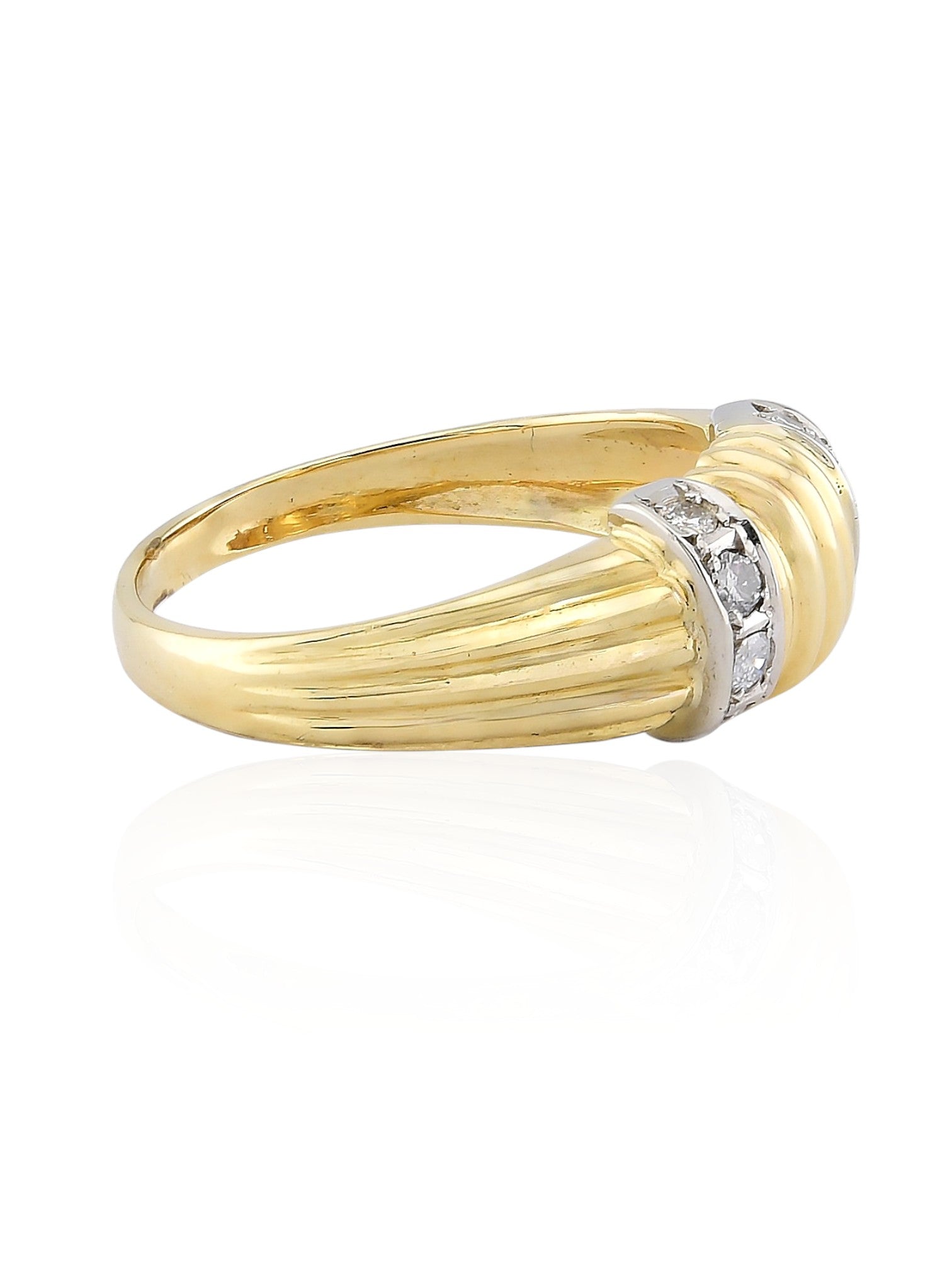 Sophia D Vintage Ribbed Diamond Accent Ring in 18K Yellow Gold