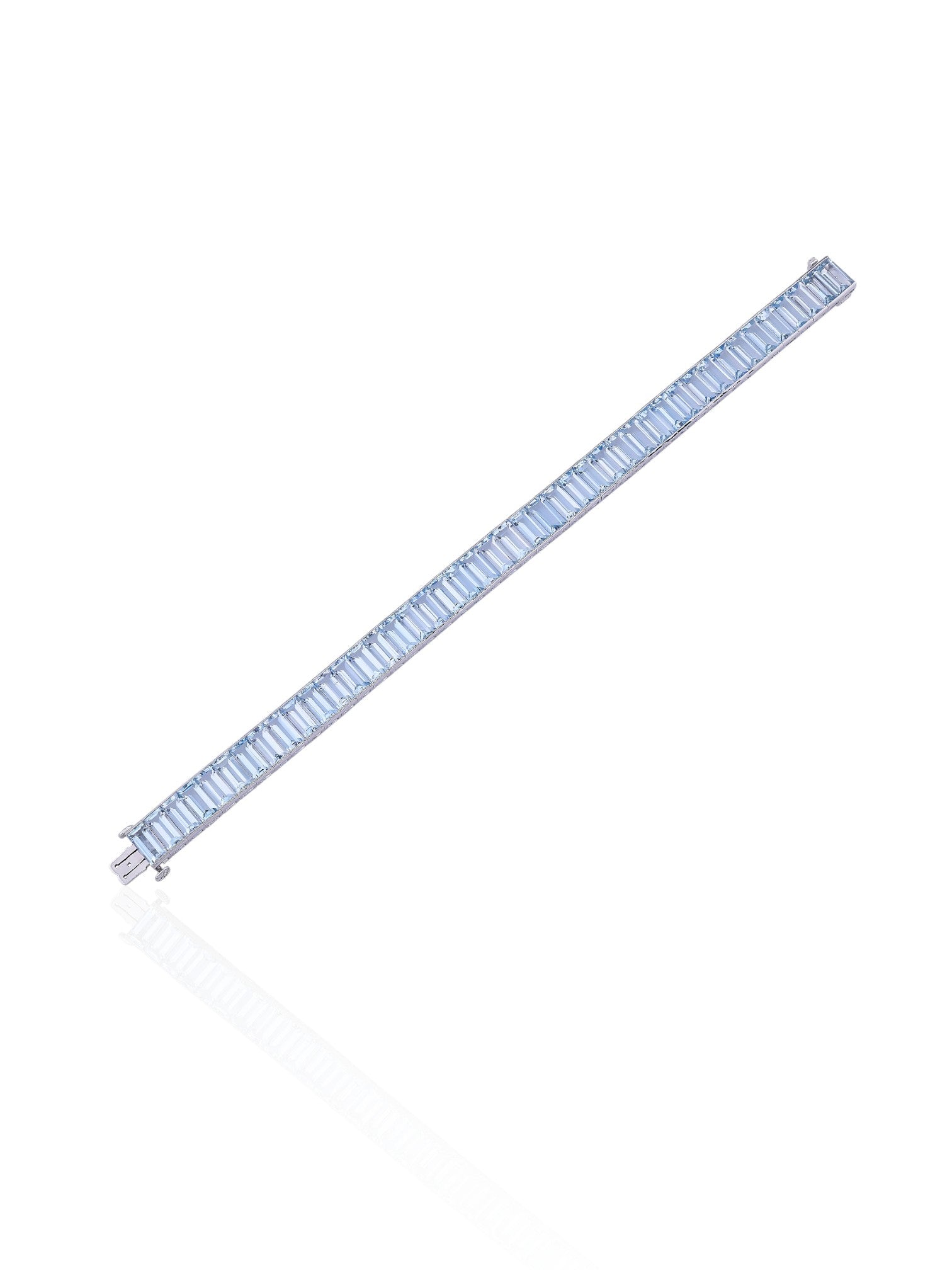 Sophia D Aquamarine Line Bracelet in Platinum