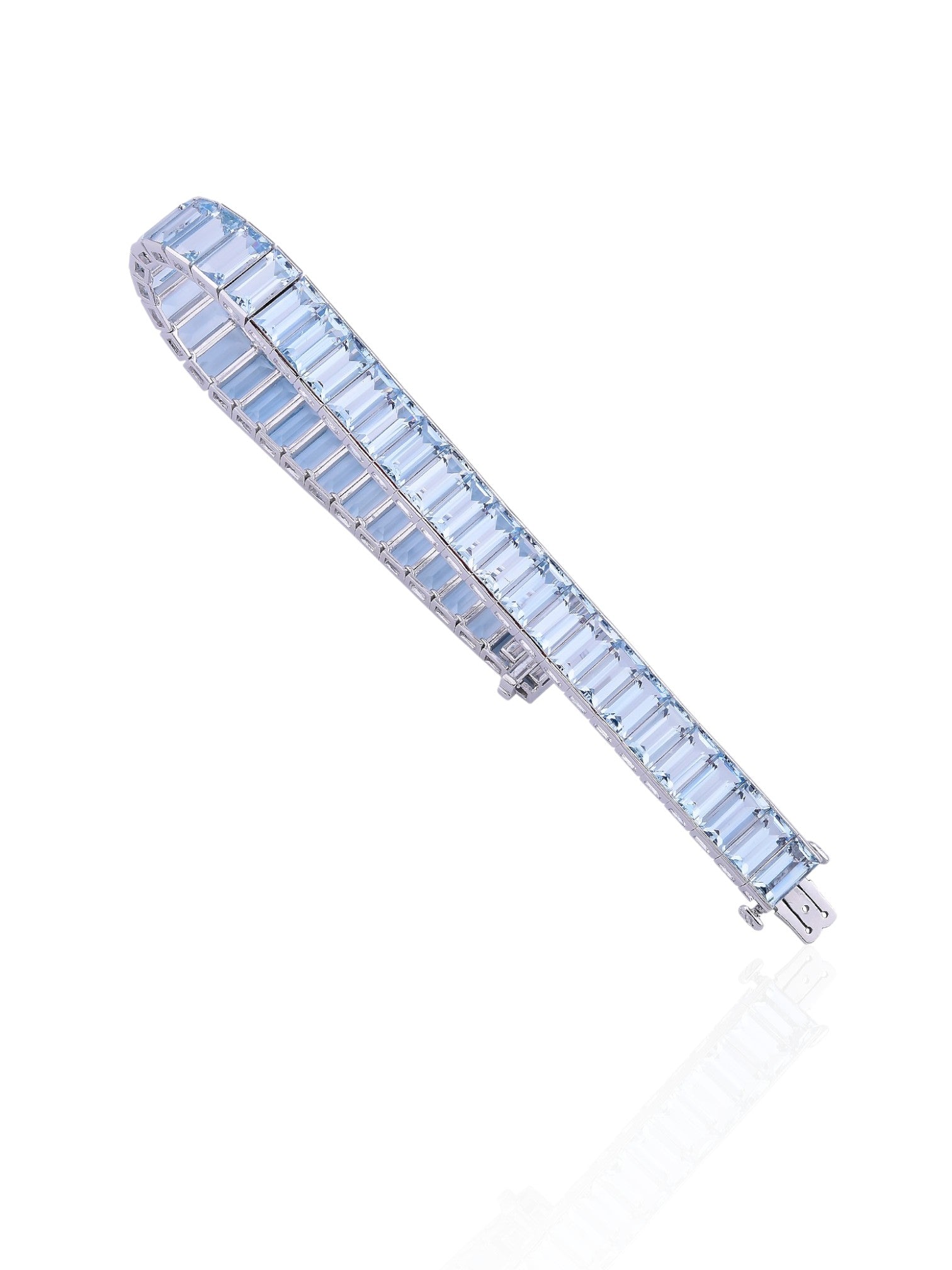 Sophia D Aquamarine Line Bracelet in Platinum