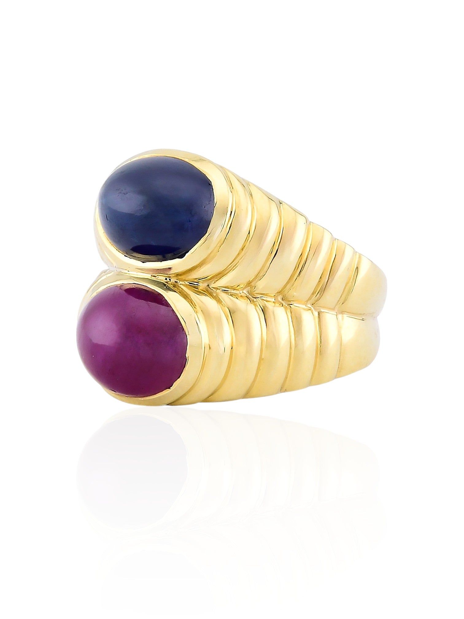 Sophia D Vintage Ruby and Sapphire Cabochon Ring in 18K Yellow Gold