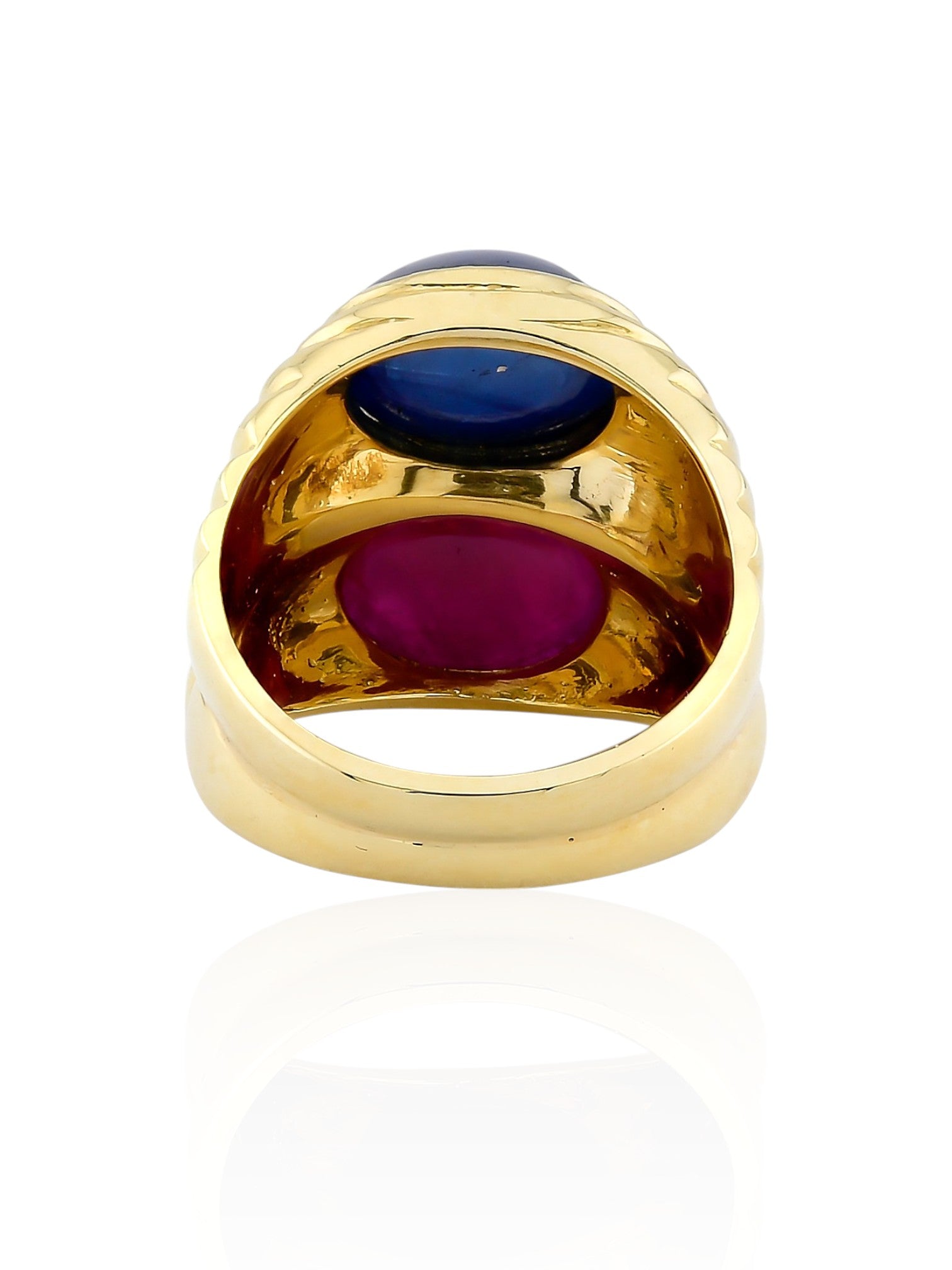 Sophia D Vintage Ruby and Sapphire Cabochon Ring in 18K Yellow Gold
