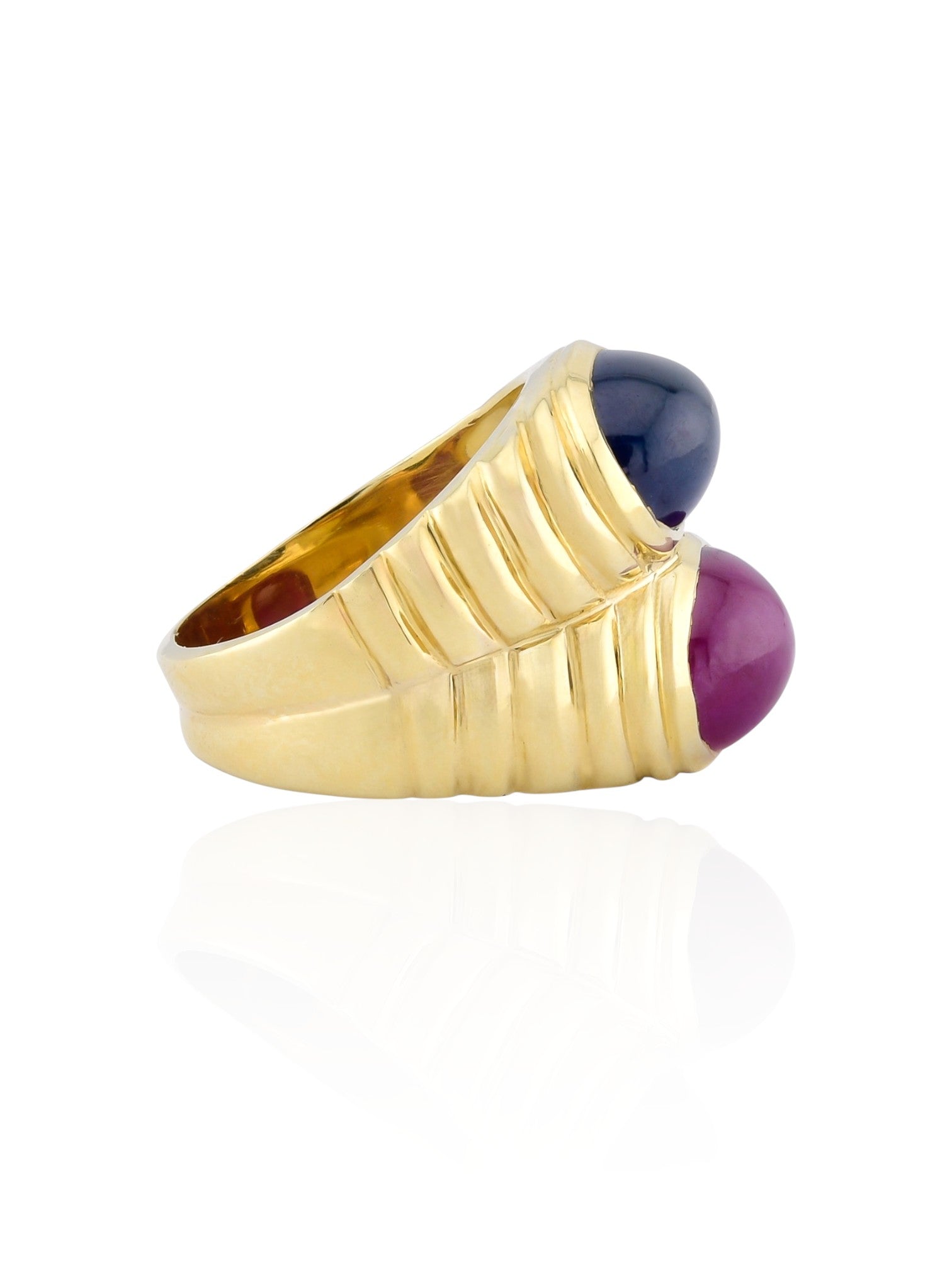 Sophia D Vintage Ruby and Sapphire Cabochon Ring in 18K Yellow Gold