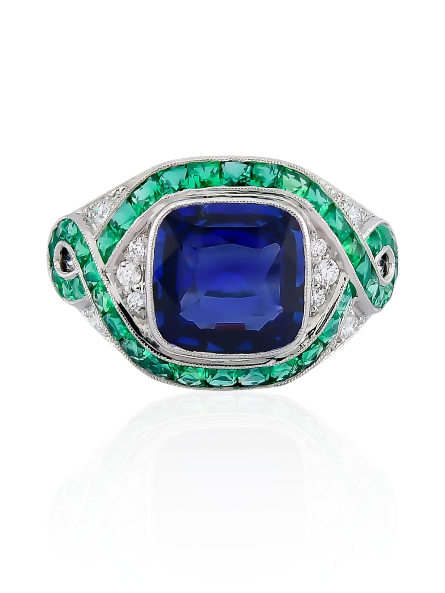 Sophia D Sapphire, Emerald & Diamond Ring in Platinum