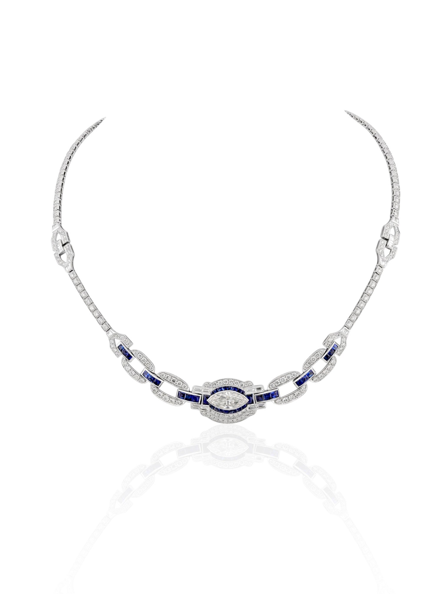 Sophia D Art Deco Sapphire & Diamond Necklace in Platinum