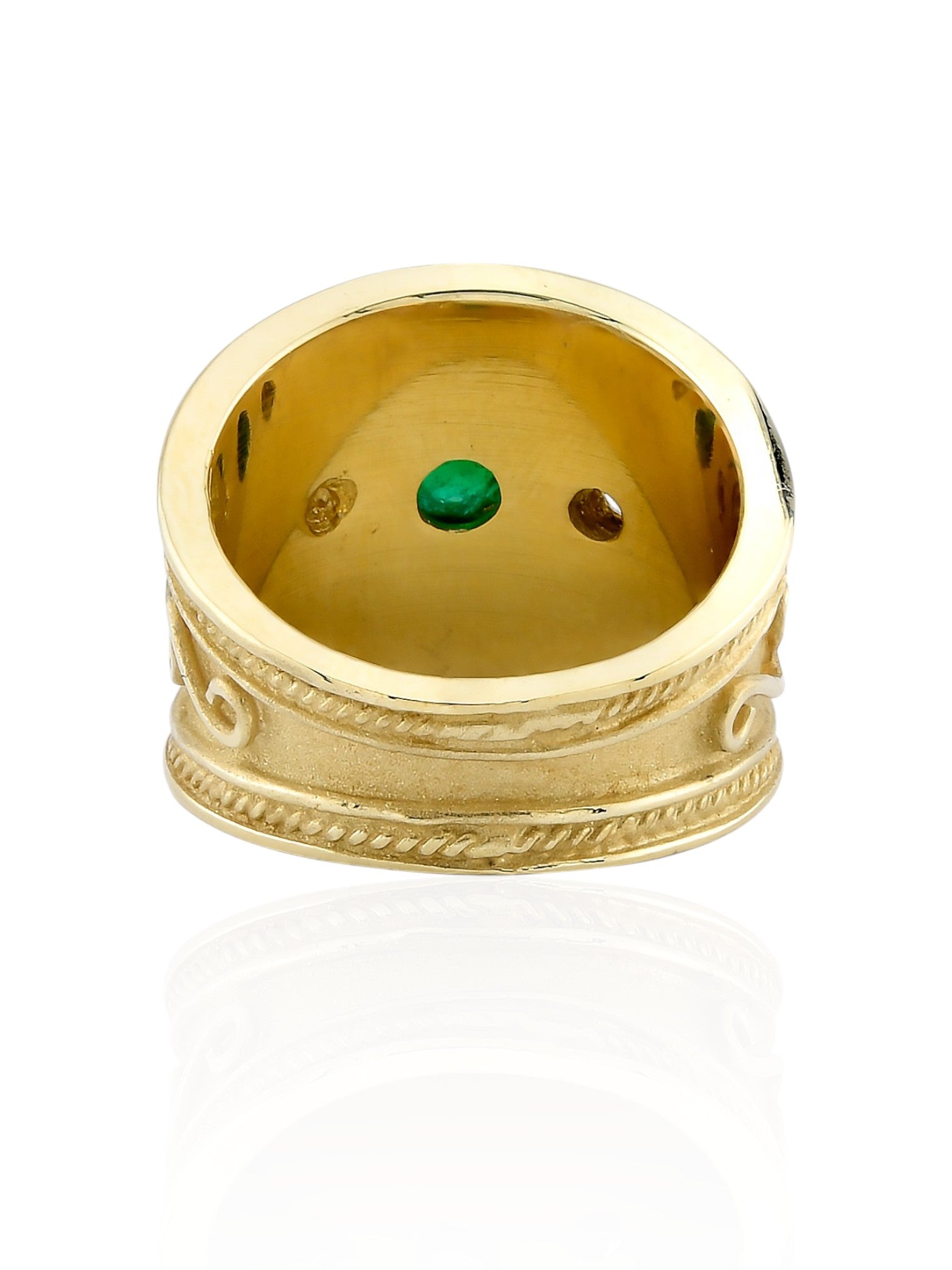 Sophia D Vintage Emerald and Diamond Cardinal Ring in 18K Yellow Gold