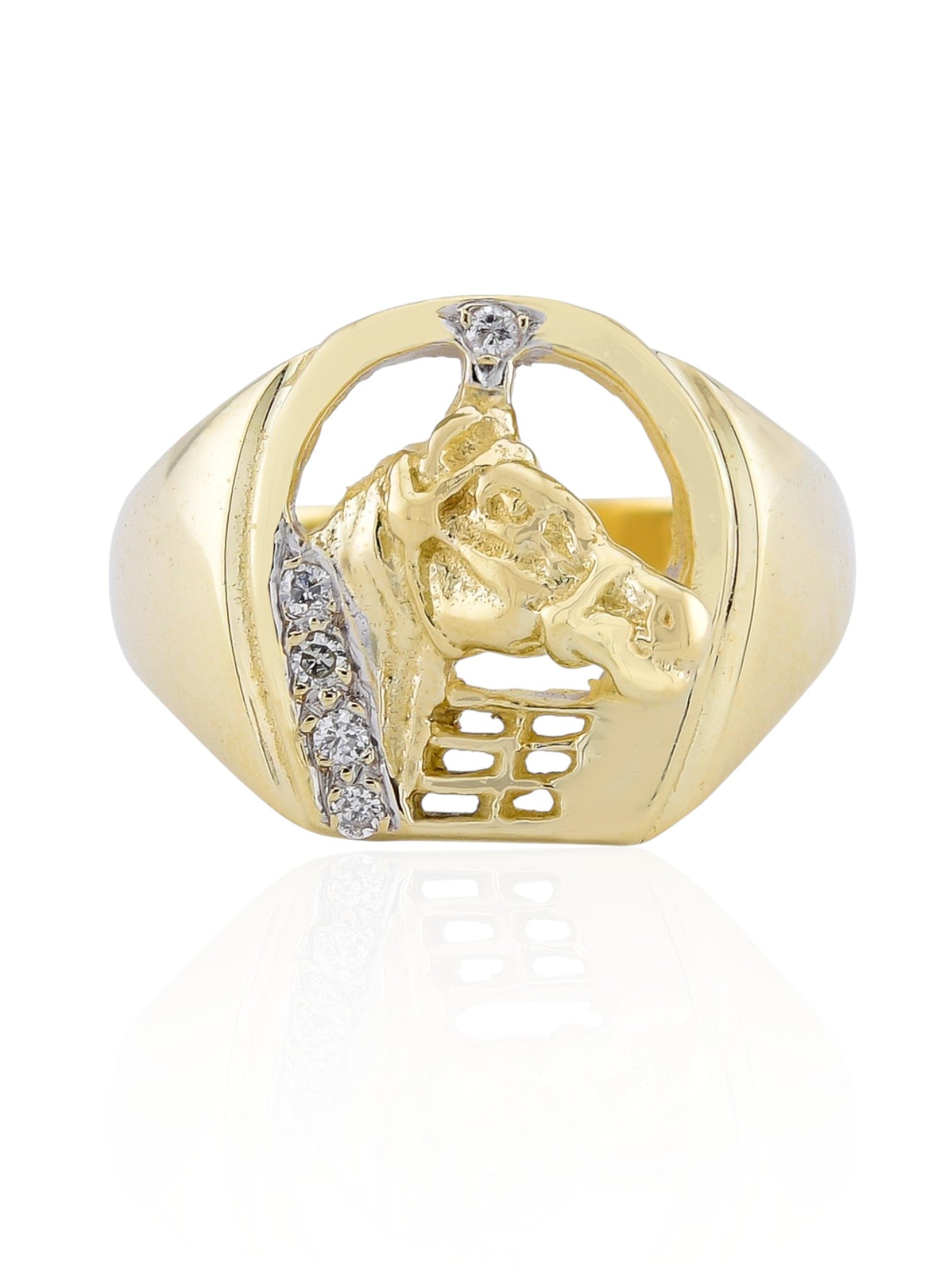 Sophia D Vintage Horse Ring with Diamonds in Yellow Gold