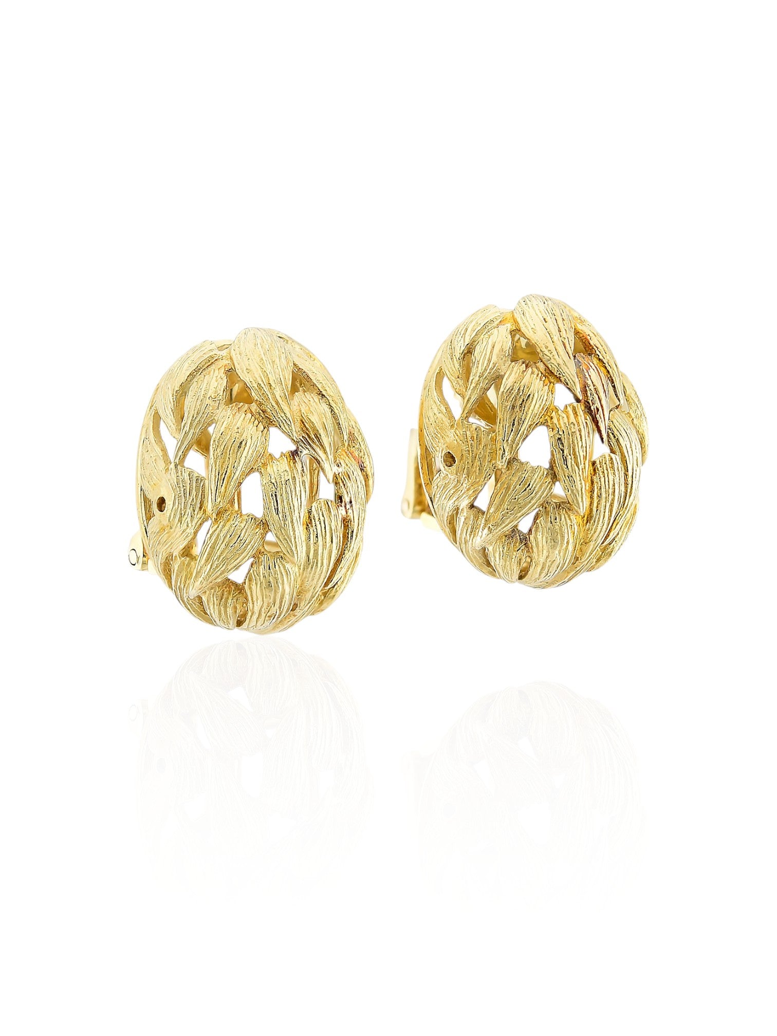 Sophia D Vintage Leaf Motif Earrings in 18K Yellow Gold