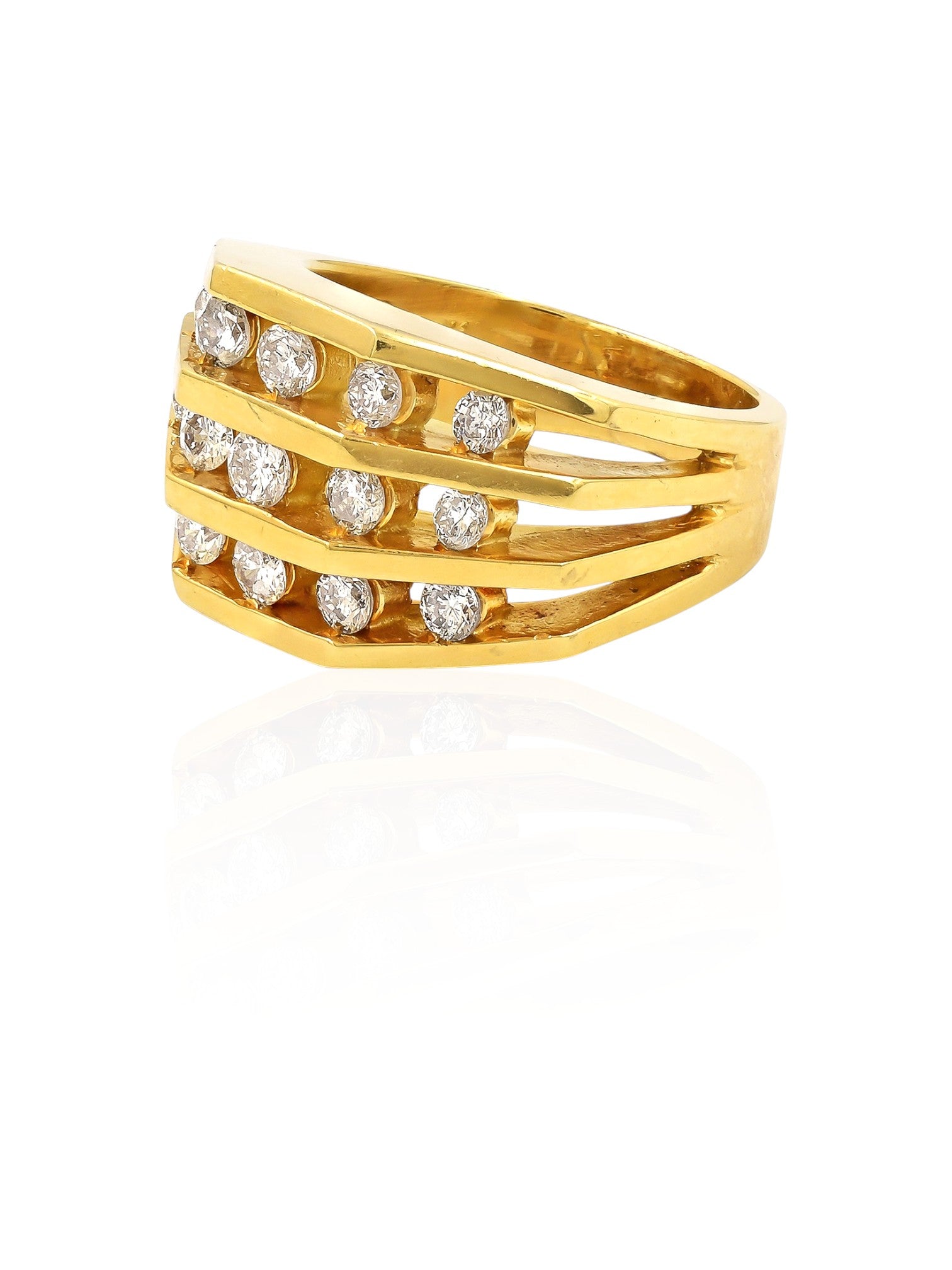 Sophia D Vintage Multi-Row Diamond Ring in 18K Yellow Gold