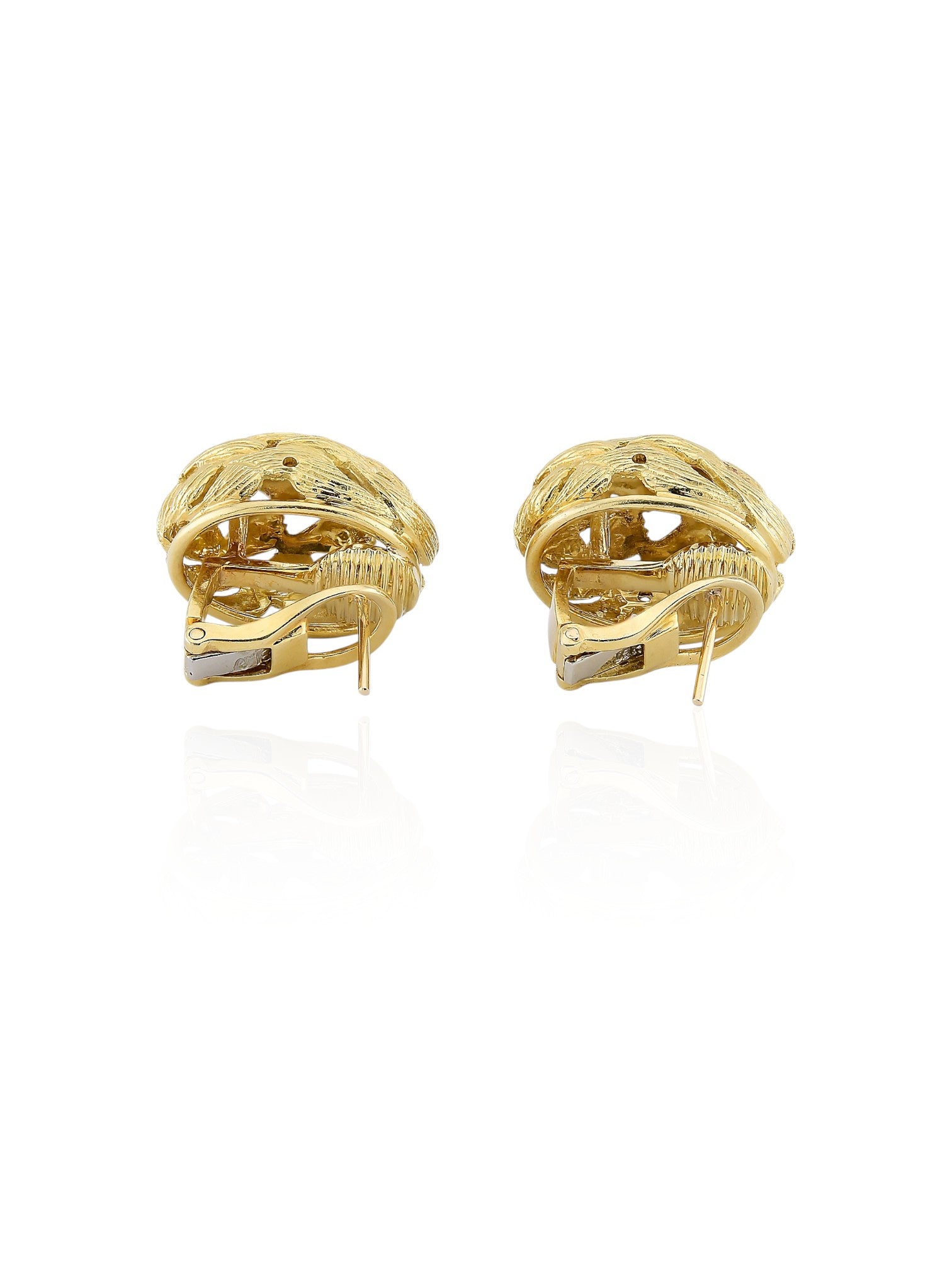Sophia D Vintage Leaf Motif Earrings in 18K Yellow Gold