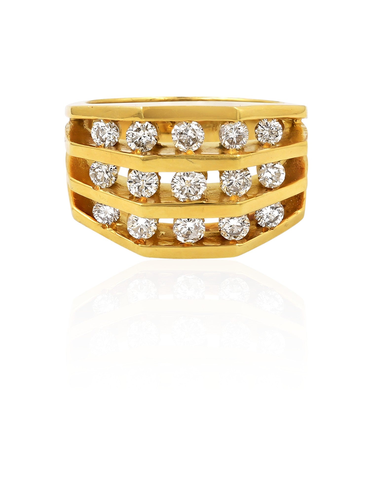 Sophia D Vintage Multi-Row Diamond Ring in 18K Yellow Gold