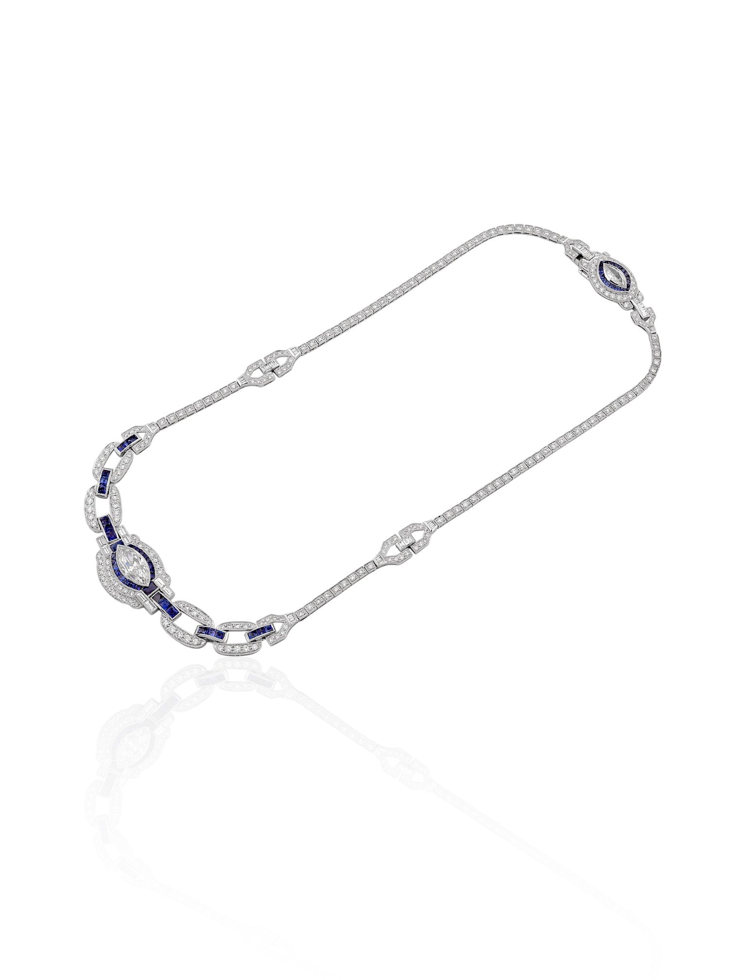 Sophia D Art Deco Sapphire & Diamond Necklace in Platinum