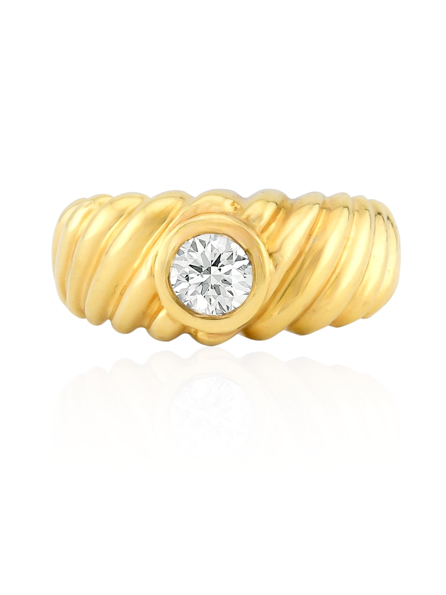 Sophia D Vintage Bezel-Set Diamond Ribbed Ring in 18K Yellow Gold