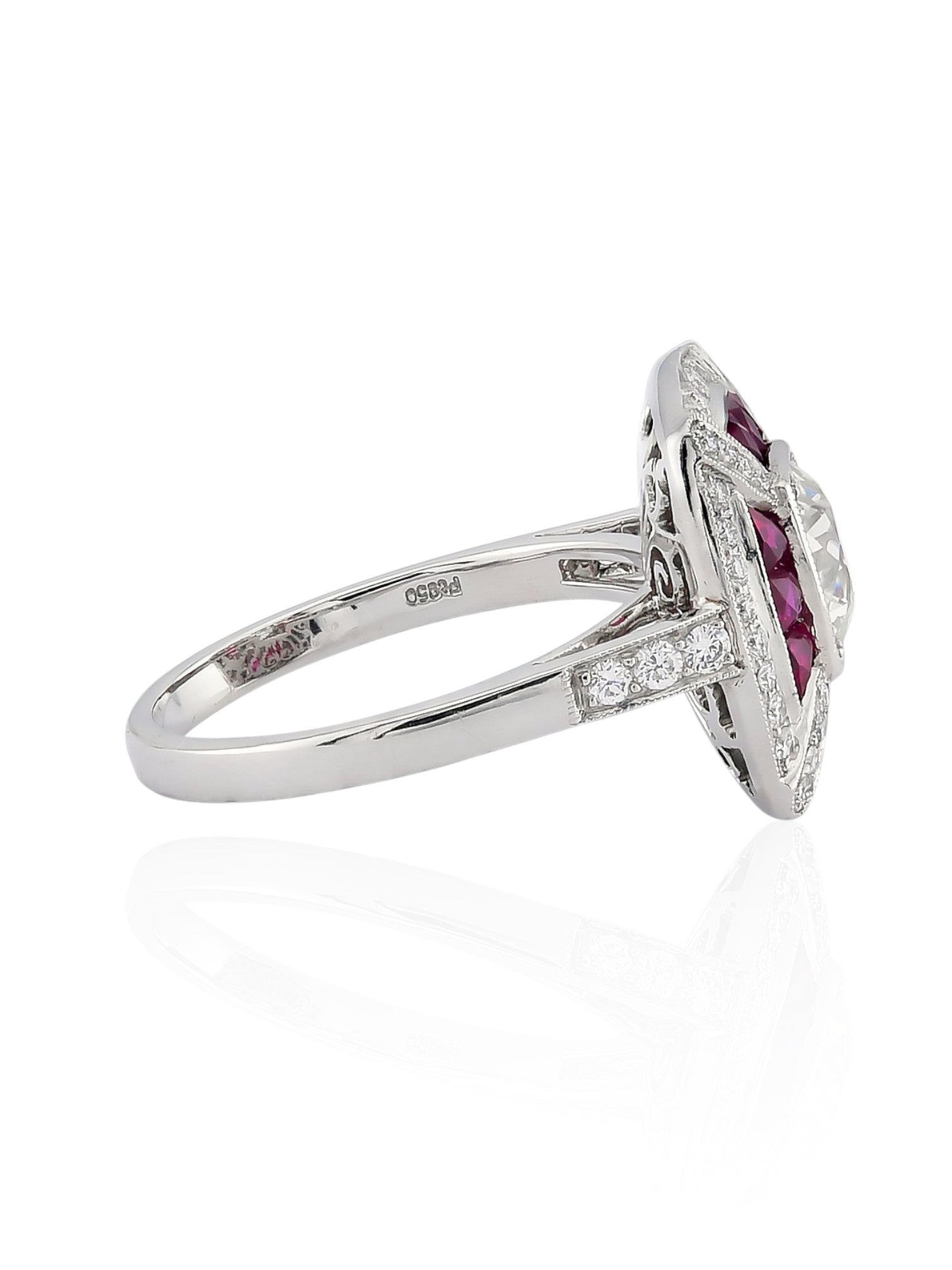 Sophia D Art Deco Ruby and Diamond Ring in Platinum