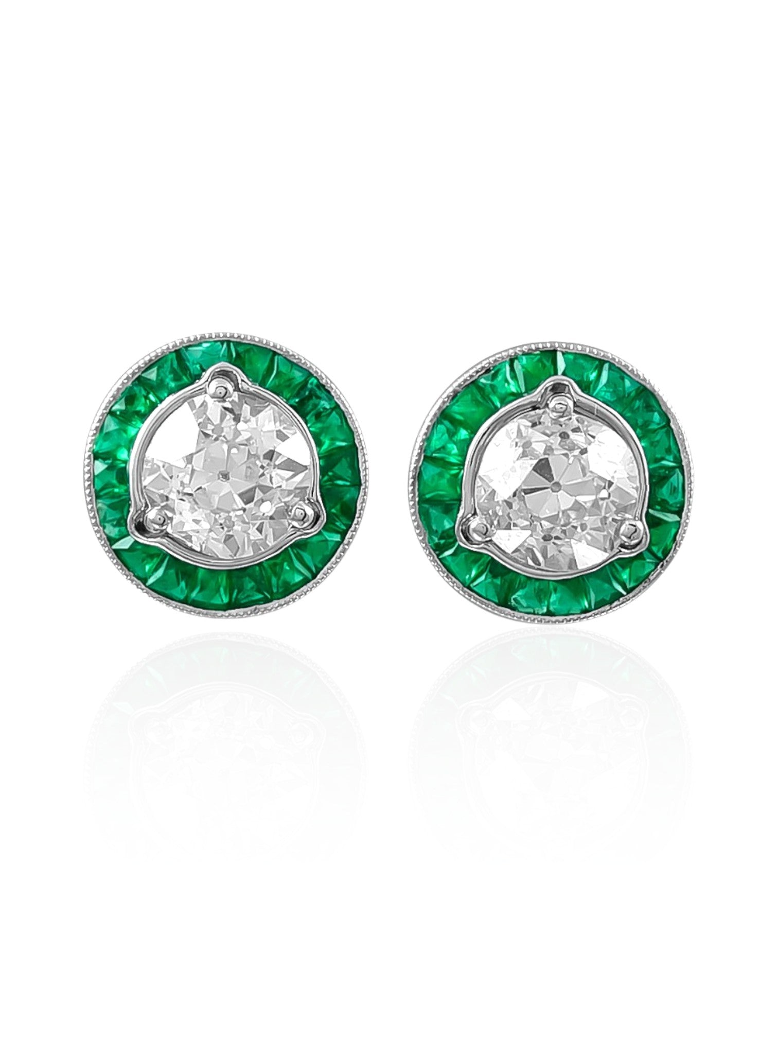 Sophia D Emerald and Diamond Jacket Earrings in Platinum