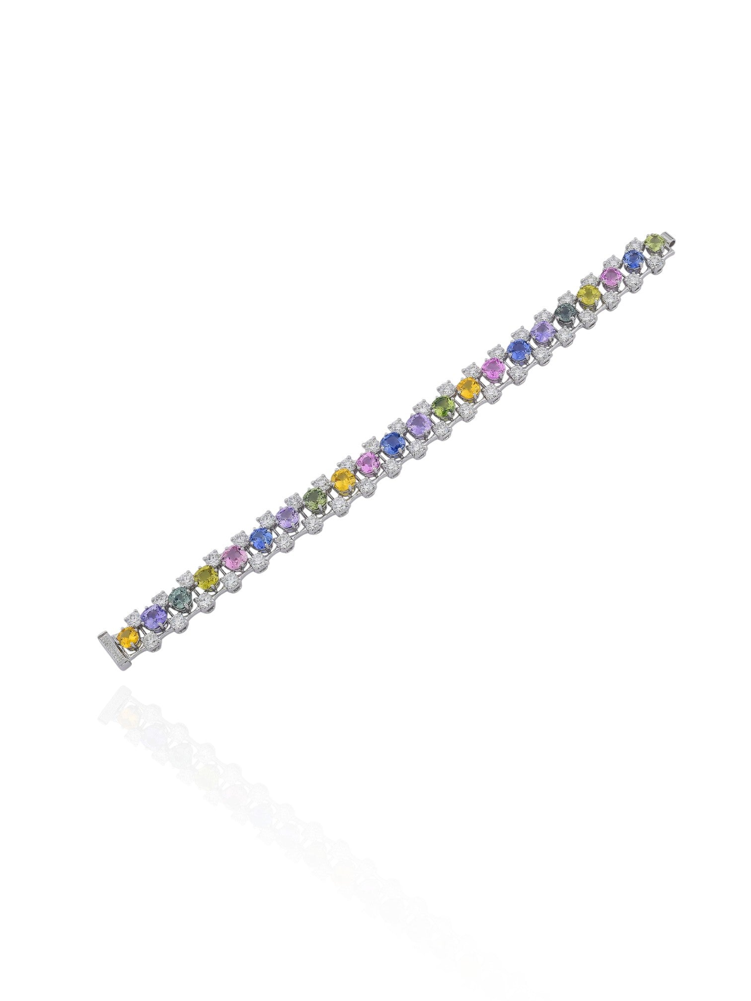 Sophia D Multicolor Sapphire and Diamond Bracelet in Platinum