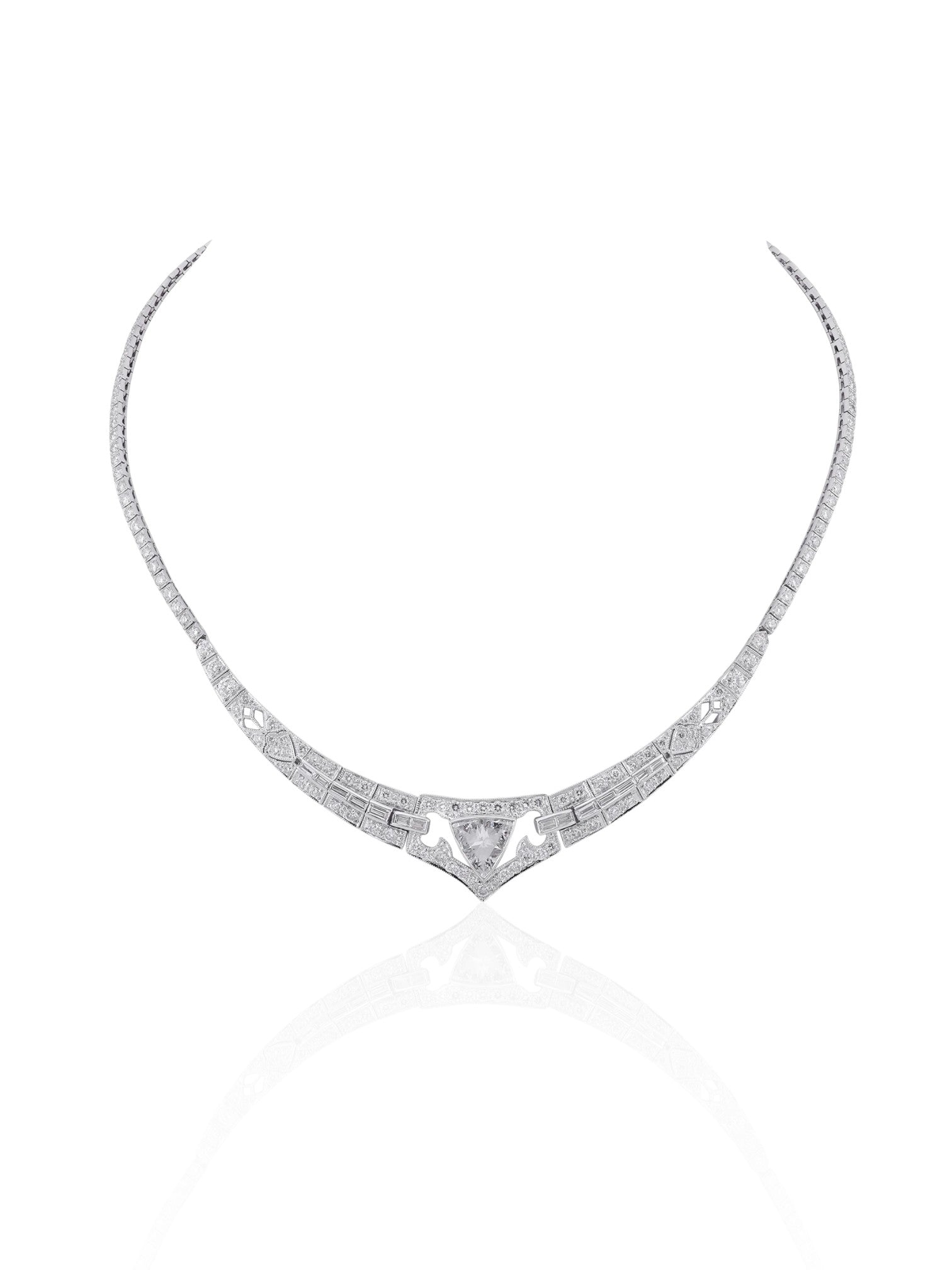 Sophia D Trillion-Cut Diamond Necklace in Platinum