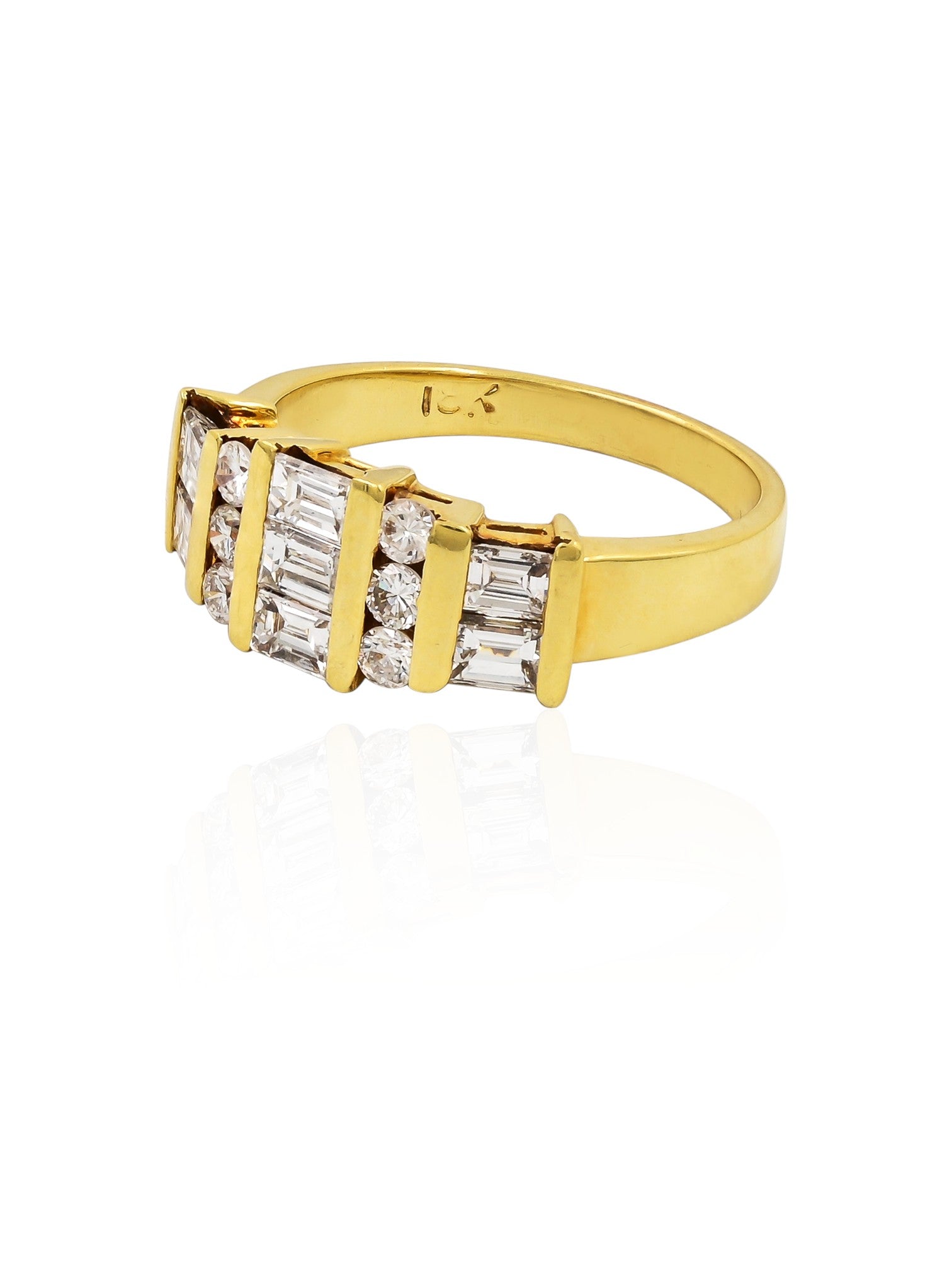 Sophia D Vintage Baguette & Round Diamond Channel Ring in 18K Yellow Gold