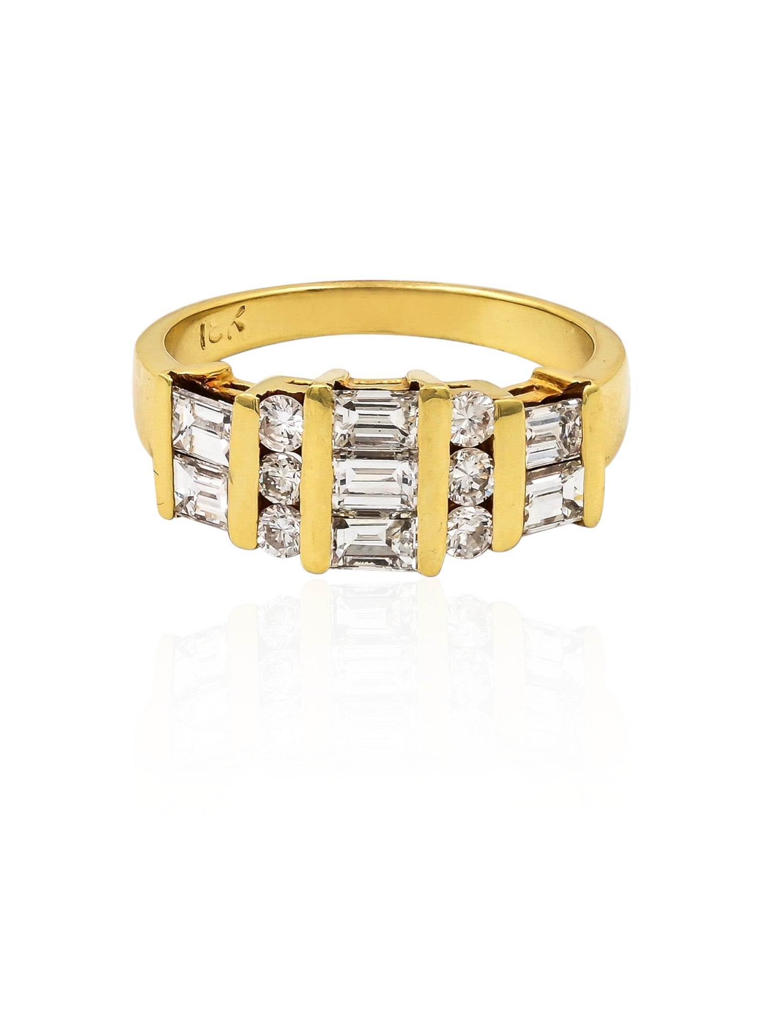 Sophia D Vintage Baguette & Round Diamond Channel Ring in 18K Yellow Gold
