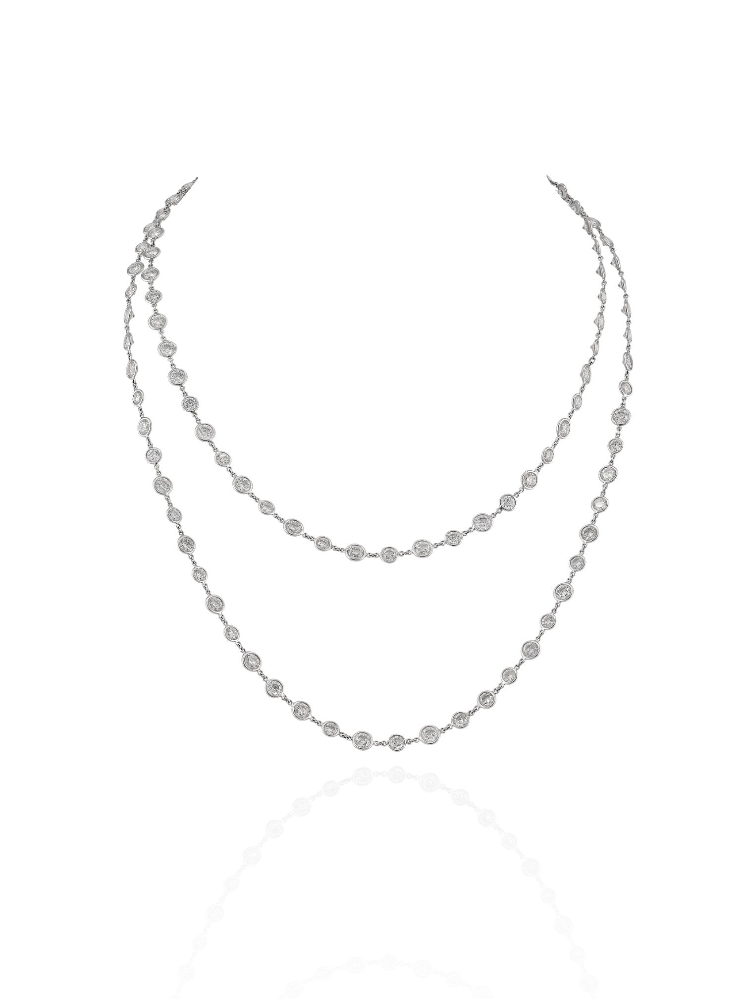 Sophia D Diamonds By The Yard Bezel-Set Necklace in Platinum